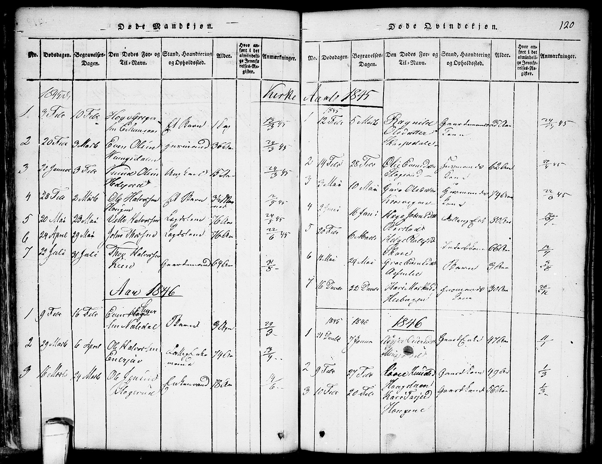 Seljord kirkebøker, AV/SAKO-A-20/G/Gb/L0002: Klokkerbok nr. II 2, 1815-1854, s. 120