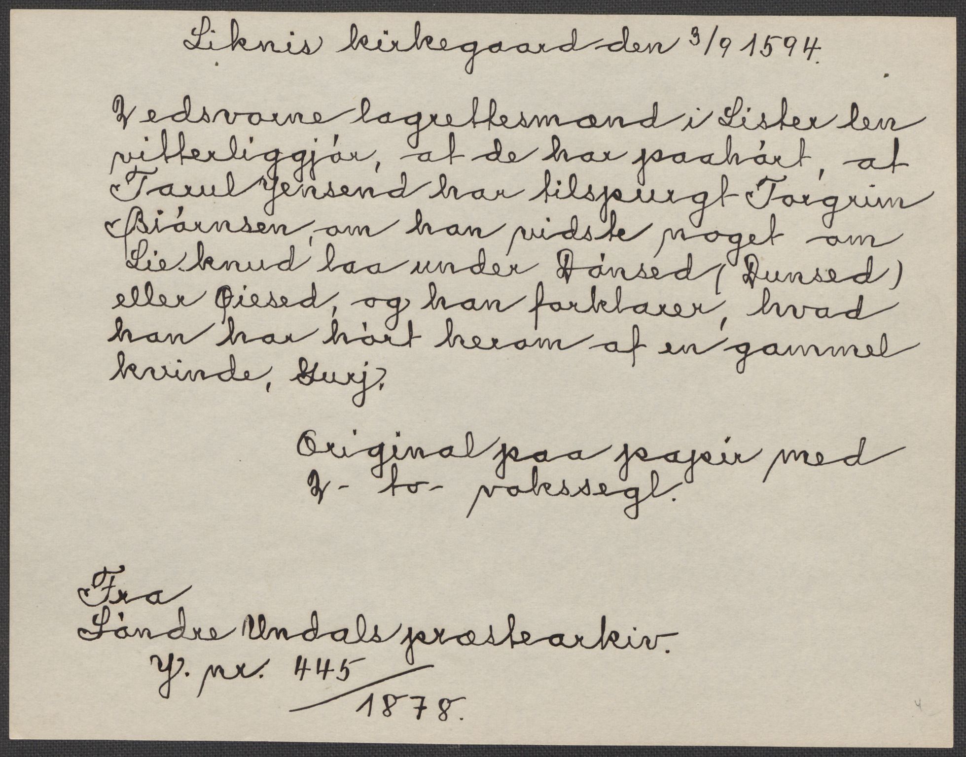Riksarkivets diplomsamling, AV/RA-EA-5965/F15/L0031: Prestearkiv - Aust-Agder, Vest-Agder og Rogaland, 1575-1768, s. 100
