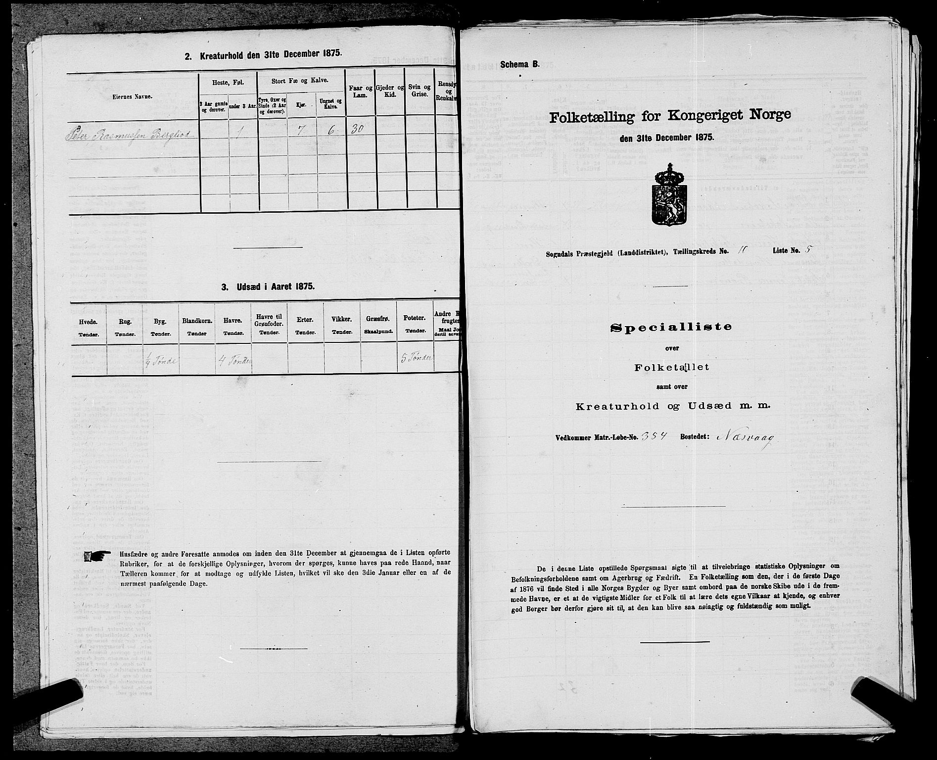 SAST, Folketelling 1875 for 1111L Sokndal prestegjeld, Sokndal landsokn, 1875, s. 941