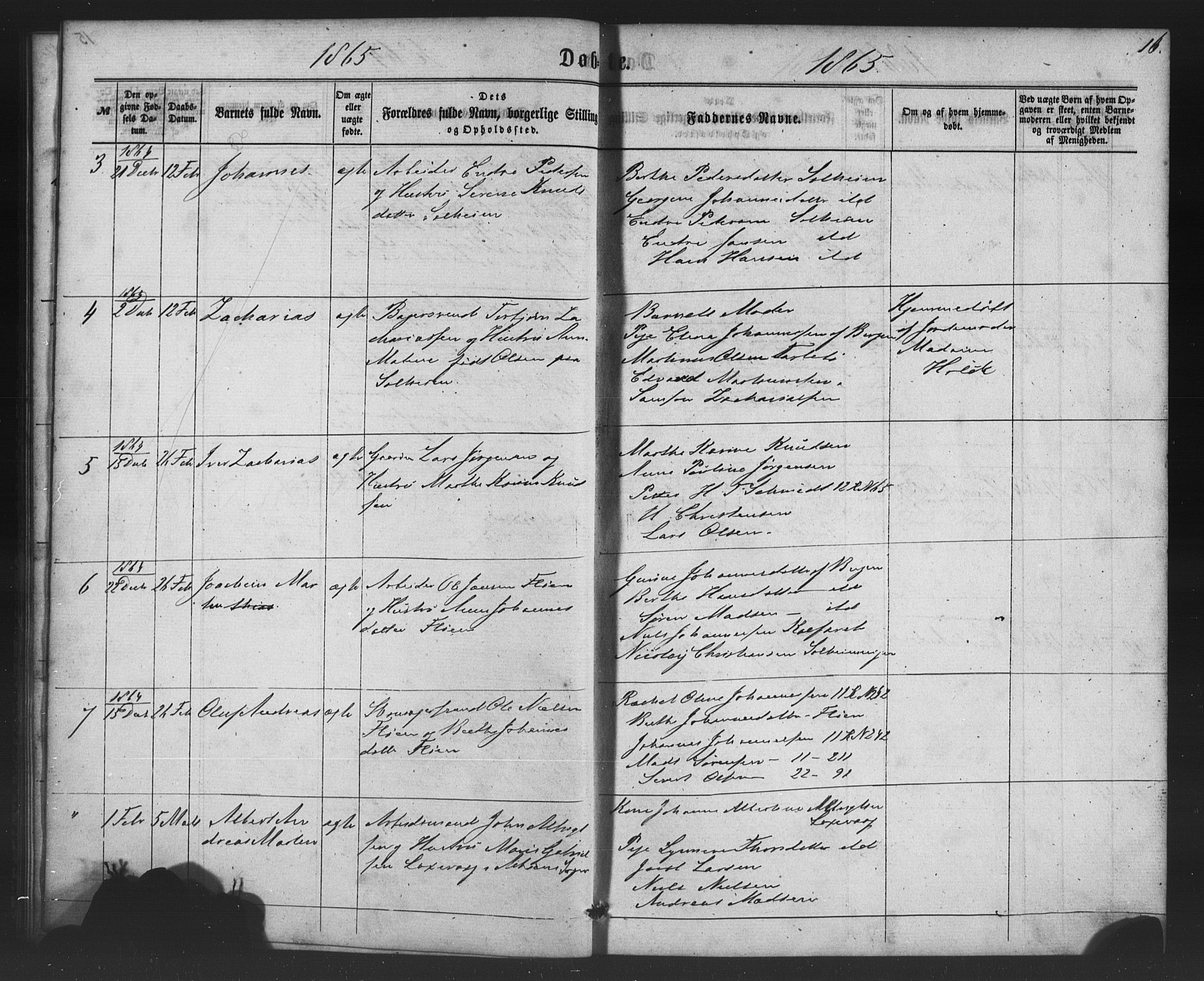 St. Jørgens hospital og Årstad sokneprestembete, AV/SAB-A-99934: Klokkerbok nr. A 3, 1863-1872, s. 16