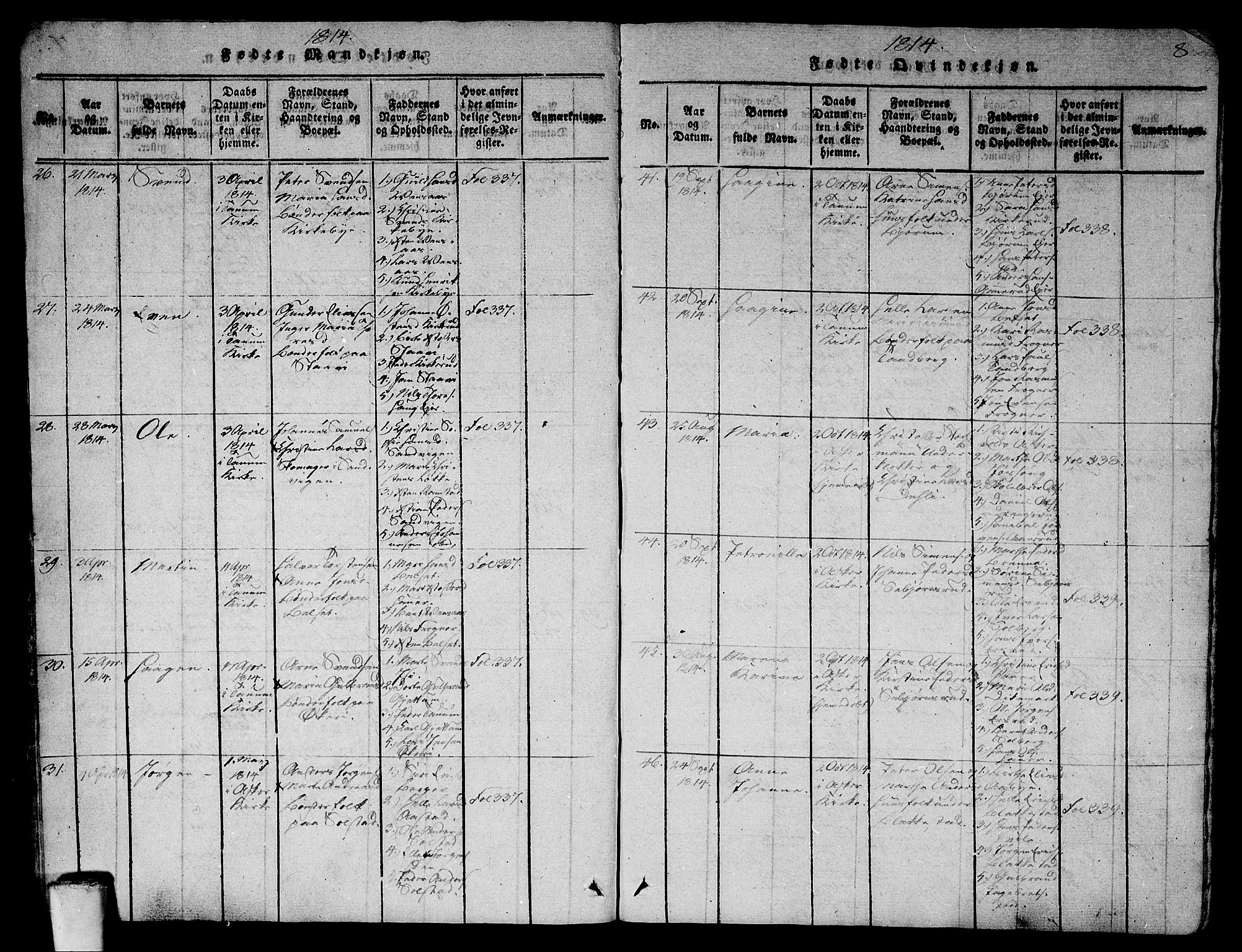 Asker prestekontor Kirkebøker, AV/SAO-A-10256a/G/Ga/L0001: Klokkerbok nr. I 1, 1814-1830, s. 8