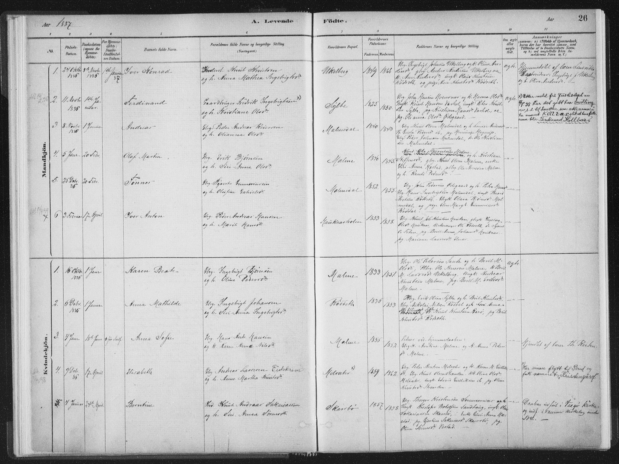 Ministerialprotokoller, klokkerbøker og fødselsregistre - Møre og Romsdal, AV/SAT-A-1454/564/L0740: Ministerialbok nr. 564A01, 1880-1899, s. 26