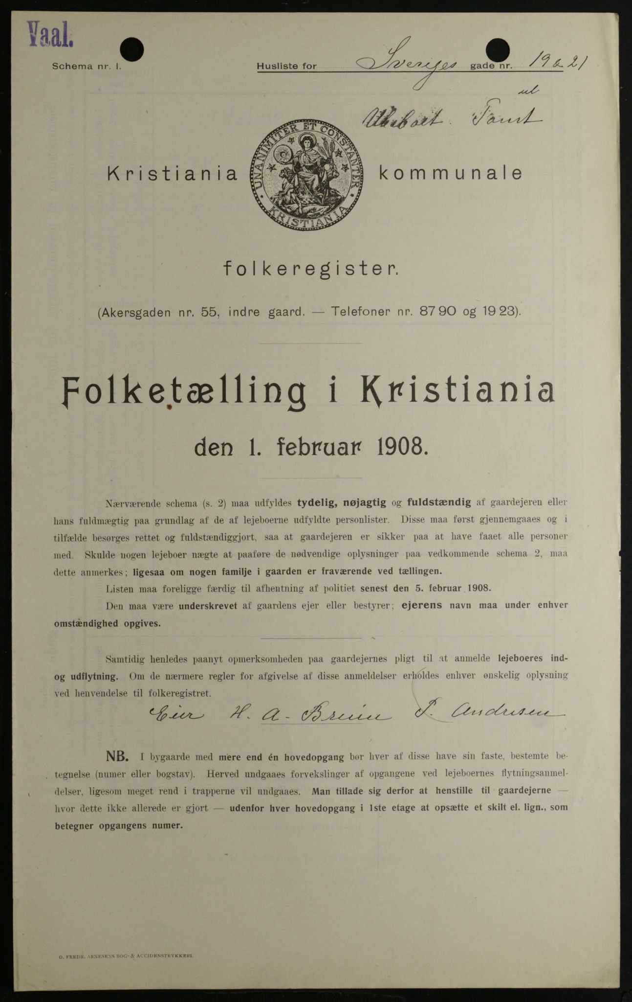 OBA, Kommunal folketelling 1.2.1908 for Kristiania kjøpstad, 1908, s. 95268