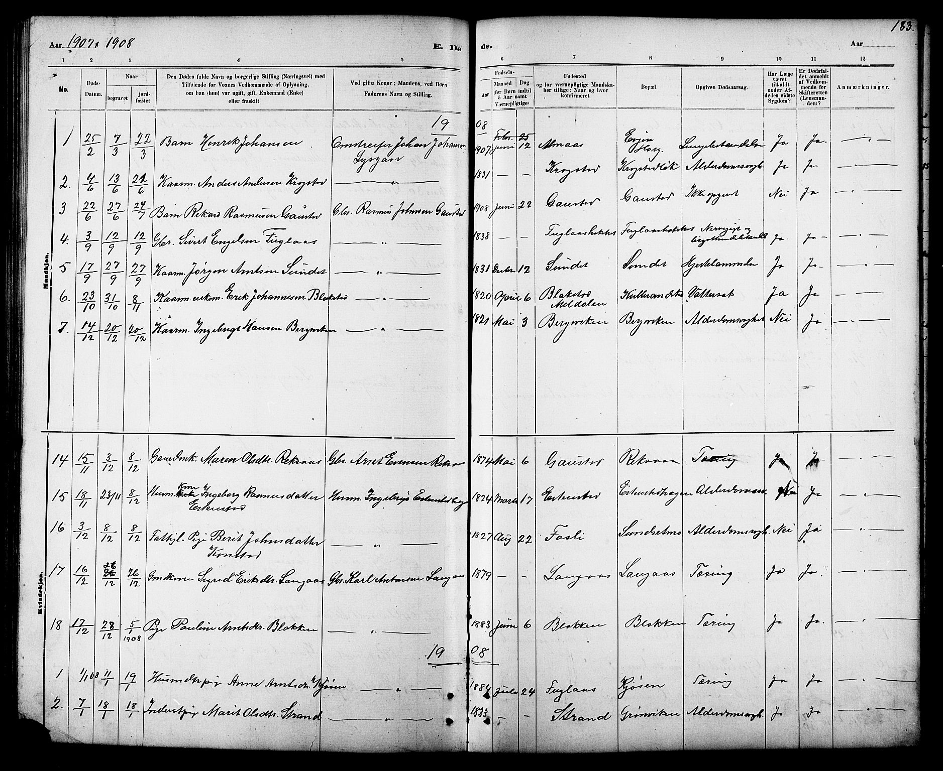 Ministerialprotokoller, klokkerbøker og fødselsregistre - Sør-Trøndelag, AV/SAT-A-1456/694/L1132: Klokkerbok nr. 694C04, 1887-1914, s. 183