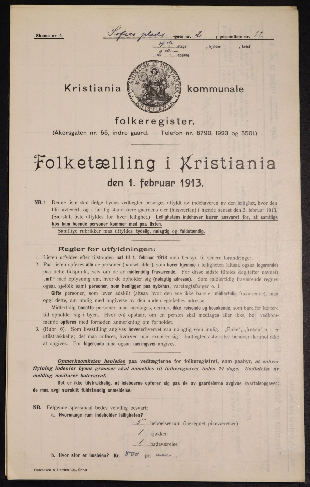 OBA, Kommunal folketelling 1.2.1913 for Kristiania, 1913, s. 99383