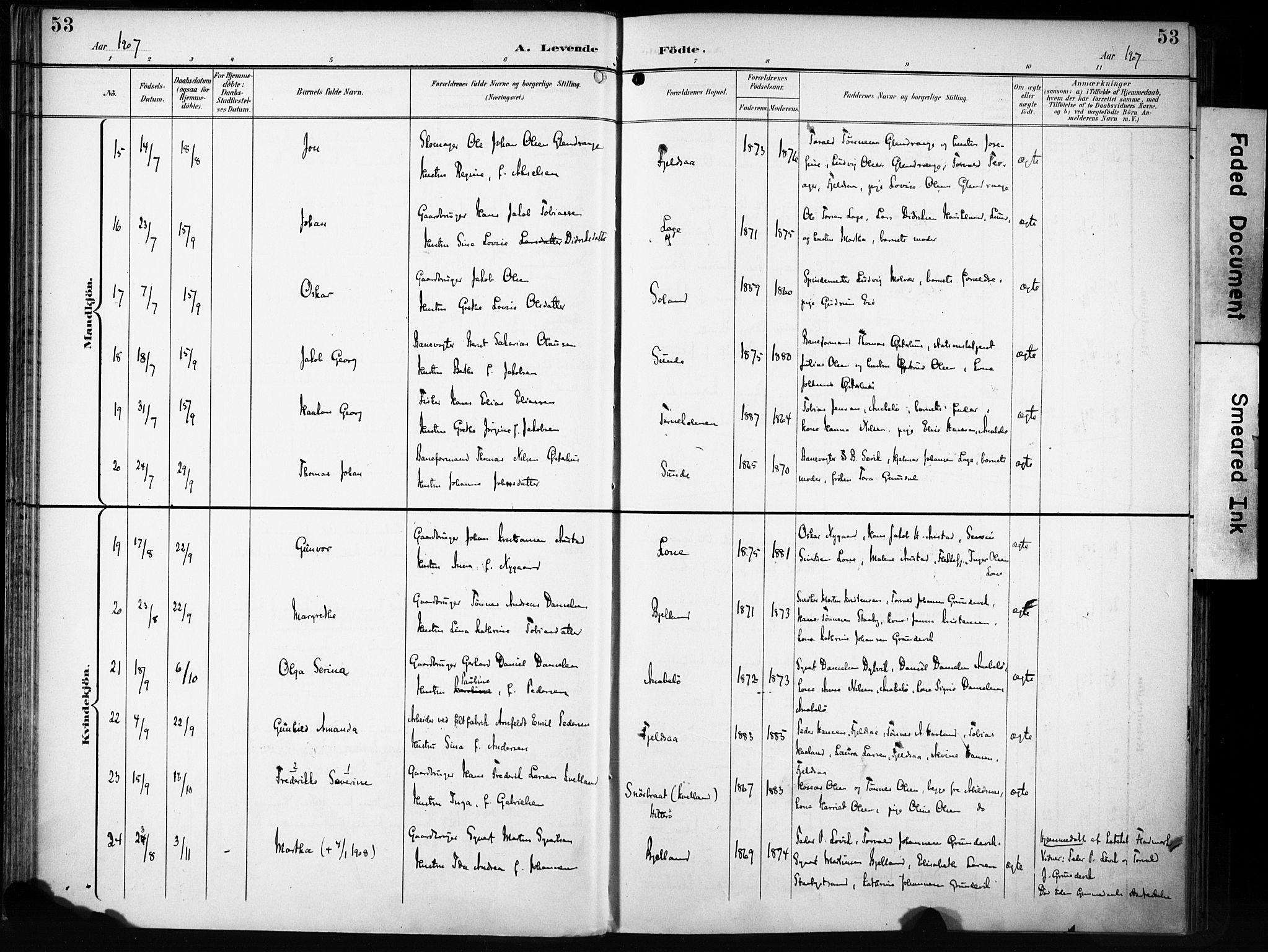 Flekkefjord sokneprestkontor, AV/SAK-1111-0012/F/Fa/Fac/L0009: Ministerialbok nr. A 9, 1899-1909, s. 53