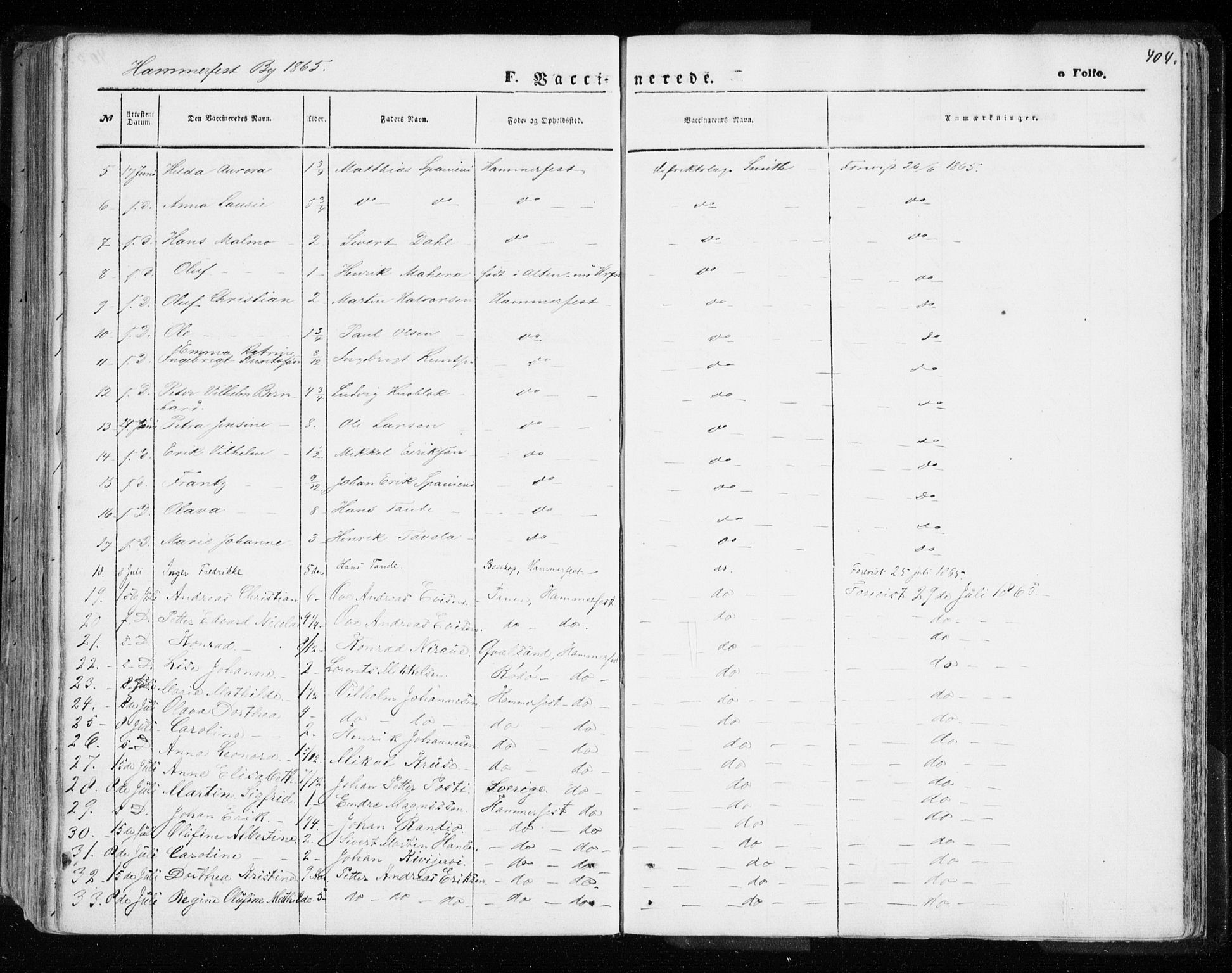 Hammerfest sokneprestkontor, SATØ/S-1347/H/Ha/L0005.kirke: Ministerialbok nr. 5, 1857-1869, s. 404