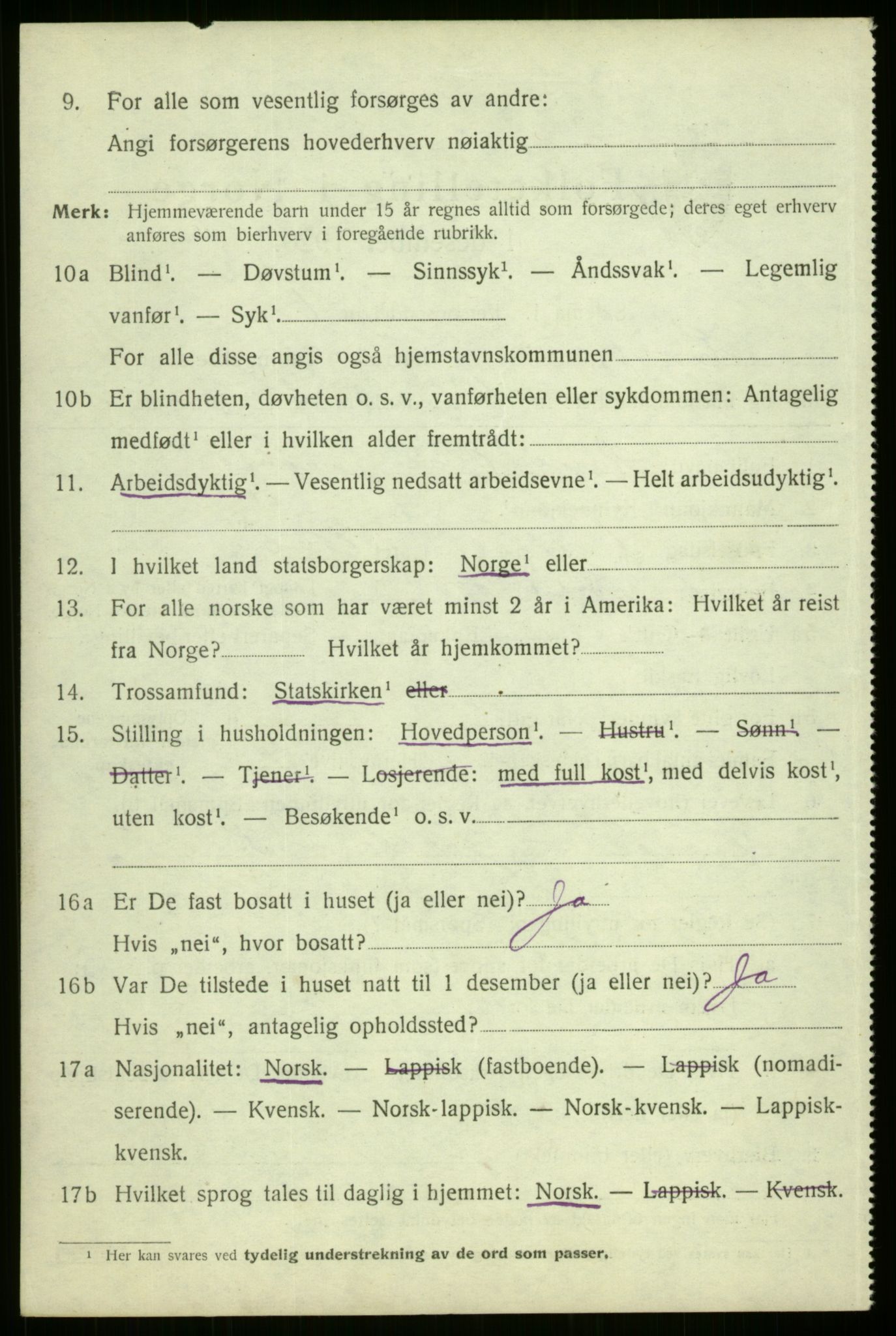 SATØ, Folketelling 1920 for 1911 Kvæfjord herred, 1920, s. 1426