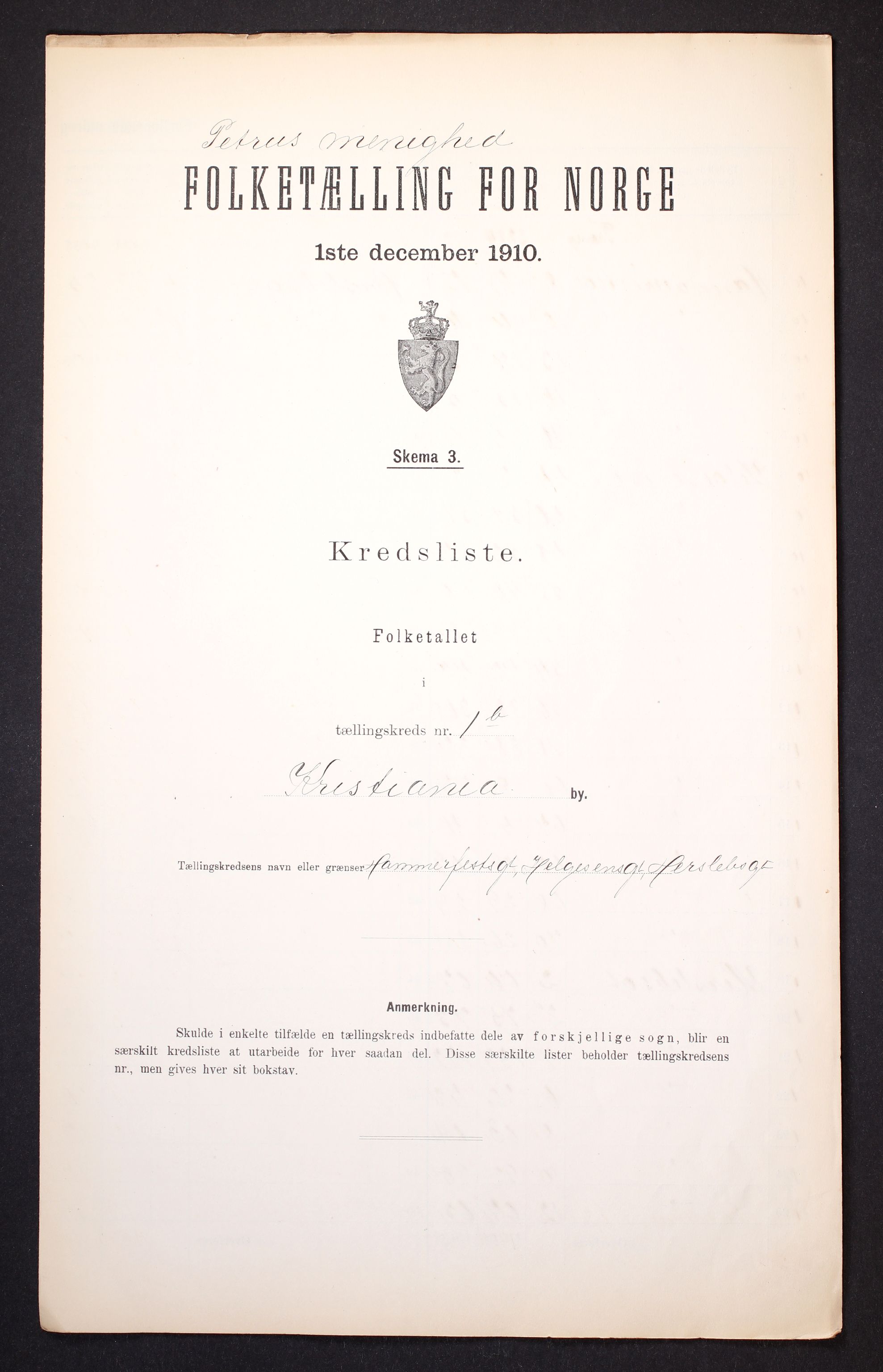 RA, Folketelling 1910 for 0301 Kristiania kjøpstad, 1910, s. 397
