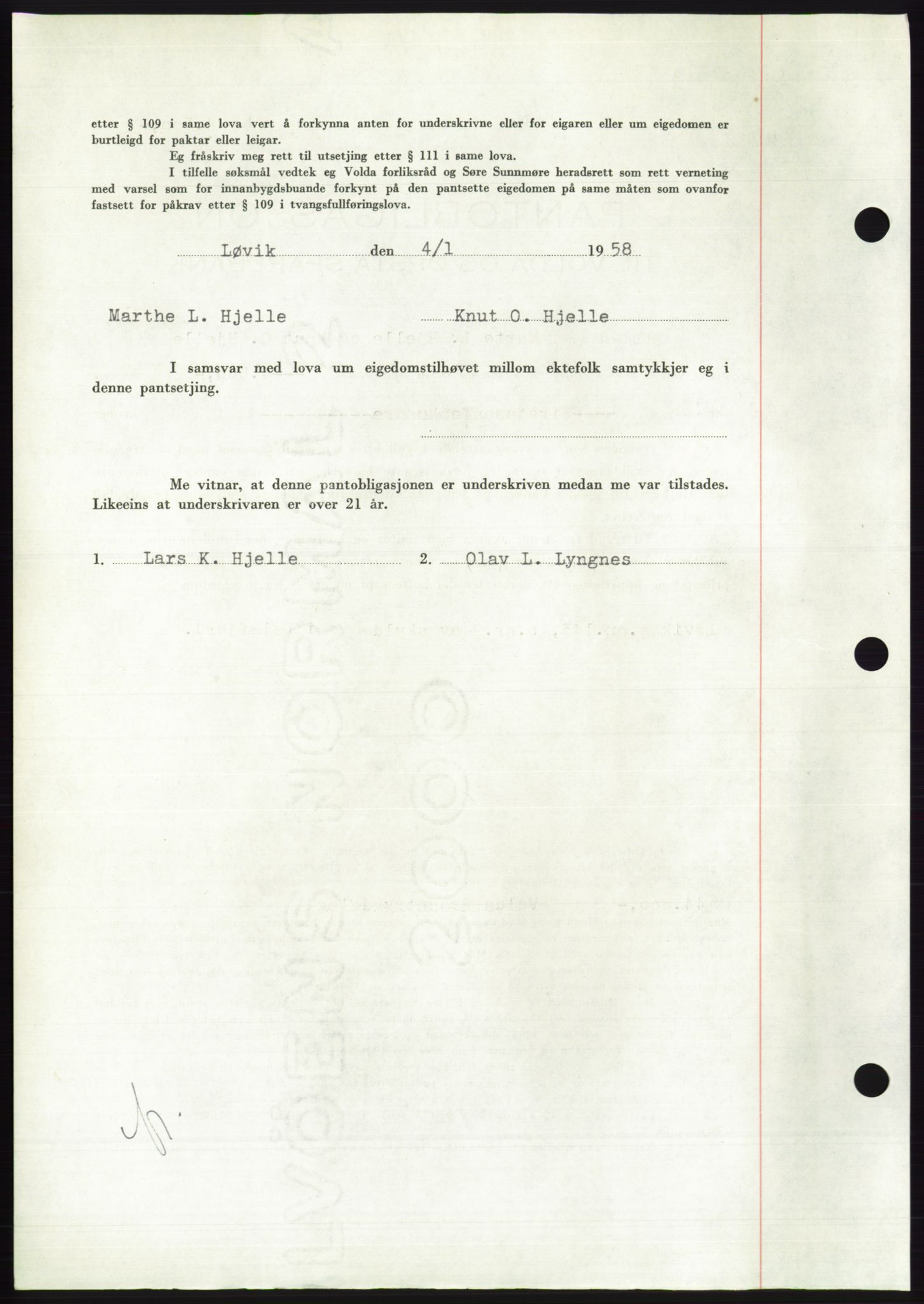 Søre Sunnmøre sorenskriveri, AV/SAT-A-4122/1/2/2C/L0130: Pantebok nr. 18B, 1957-1958, Dagboknr: 12/1958