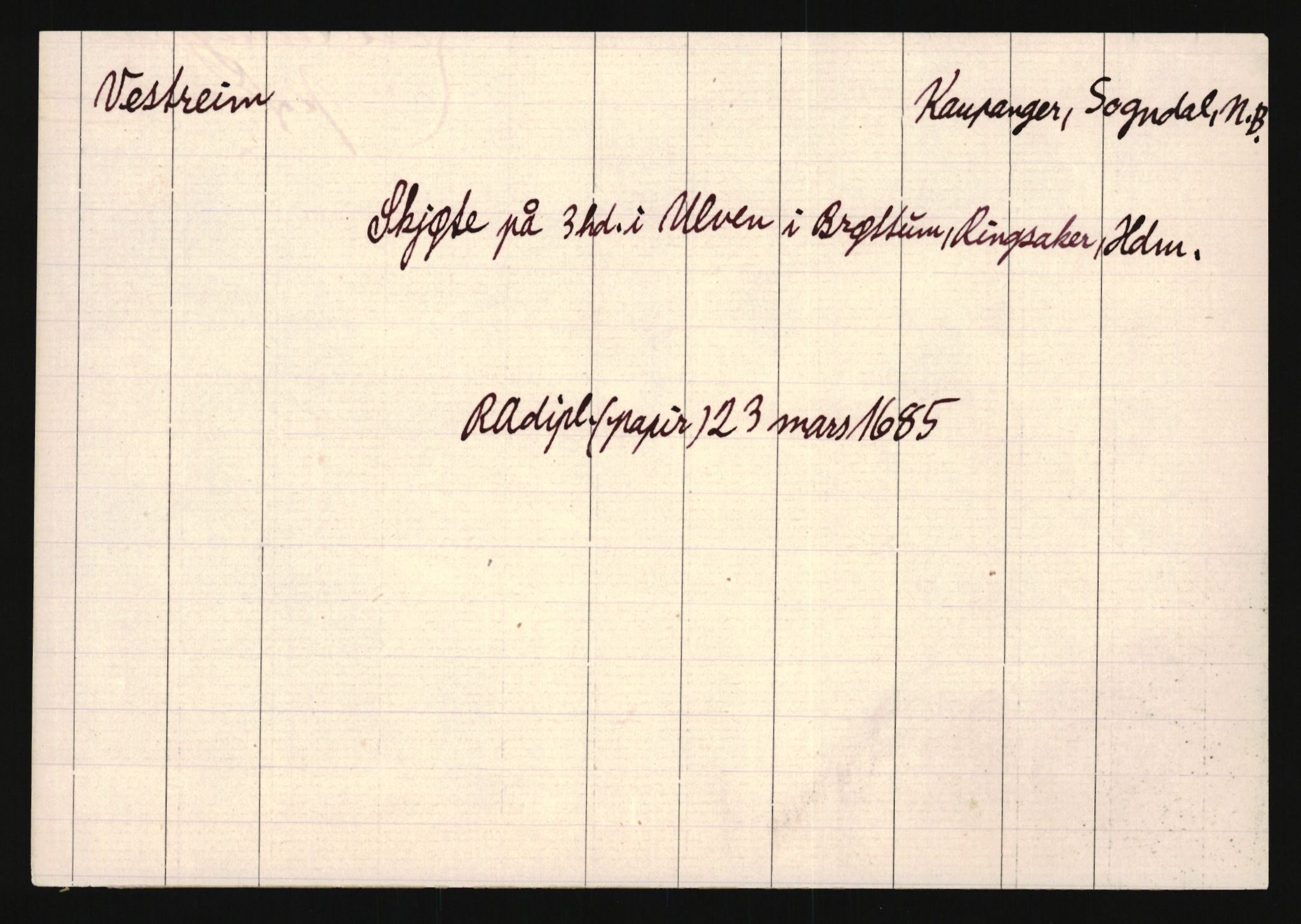 Riksarkivets diplomsamling, AV/RA-EA-5965/F35/F35e/L0030: Registreringssedler Sogn og Fjordane, 1400-1700, s. 203