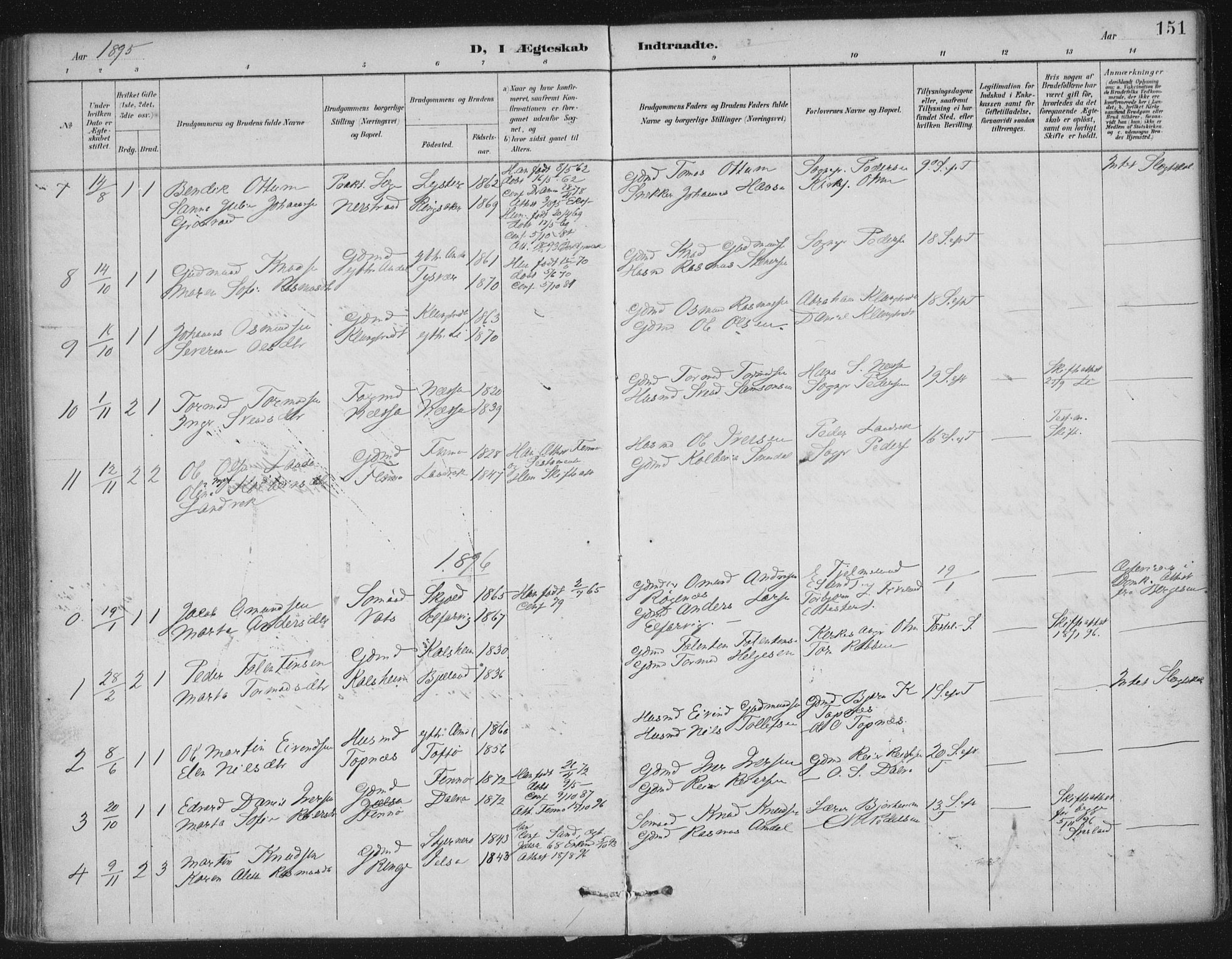 Nedstrand sokneprestkontor, SAST/A-101841/01/IV: Ministerialbok nr. A 12, 1887-1915, s. 151