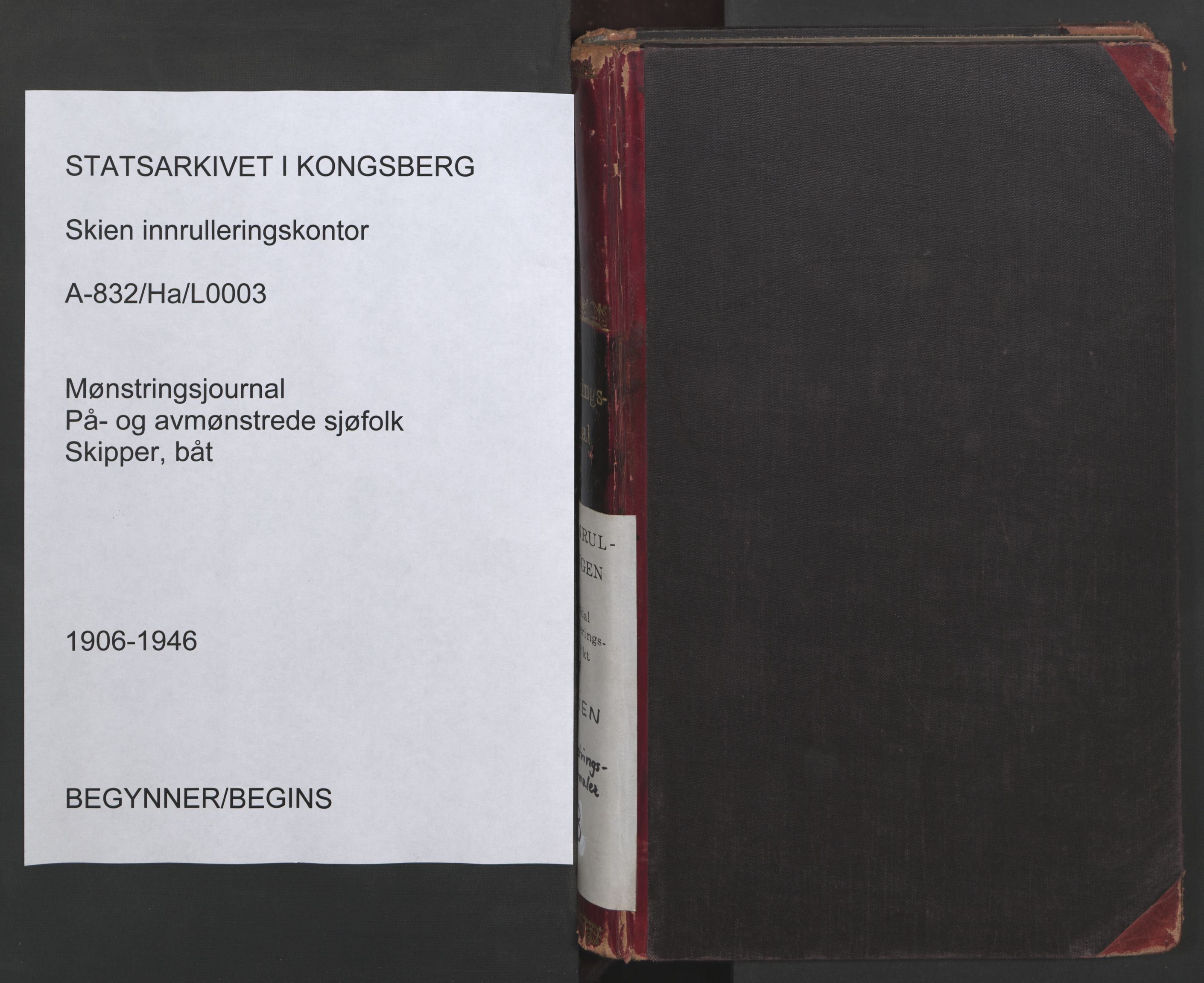 Skien innrulleringskontor, SAKO/A-832/H/Ha/L0003: Mønstringsjournal, 1906-1946