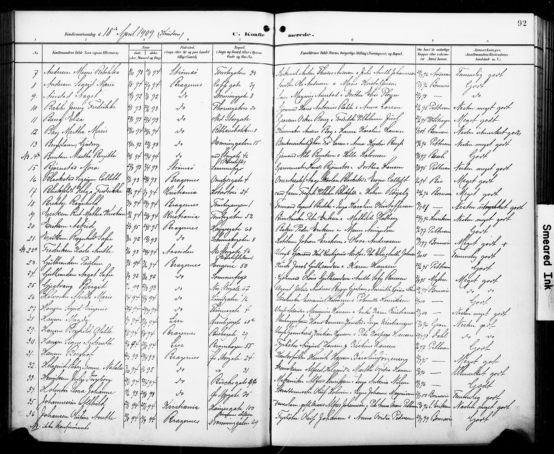 Bragernes kirkebøker, AV/SAKO-A-6/F/Fc/L0007: Ministerialbok nr. III 7, 1898-1909, s. 92