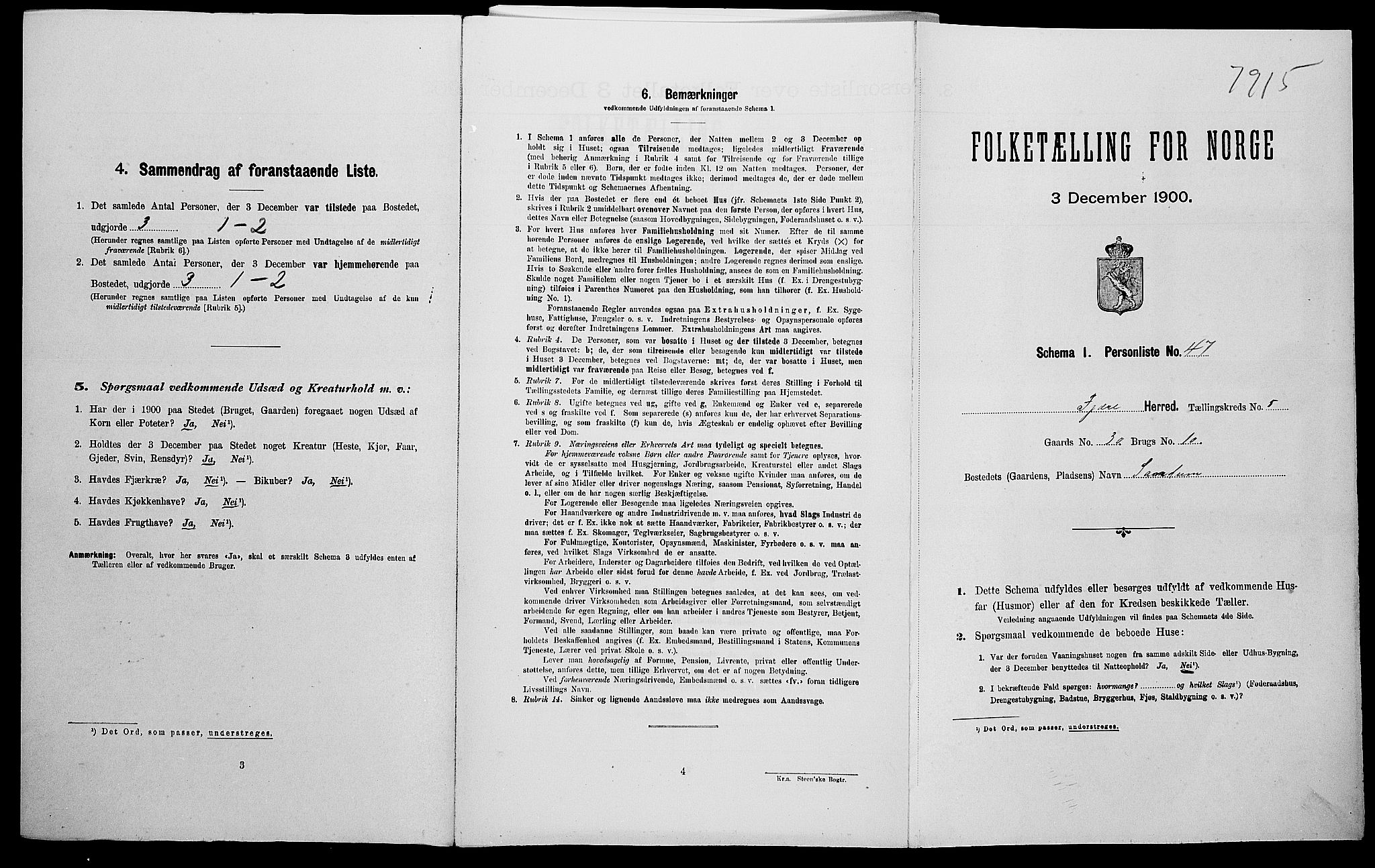 SAK, Folketelling 1900 for 0923 Fjære herred, 1900, s. 913