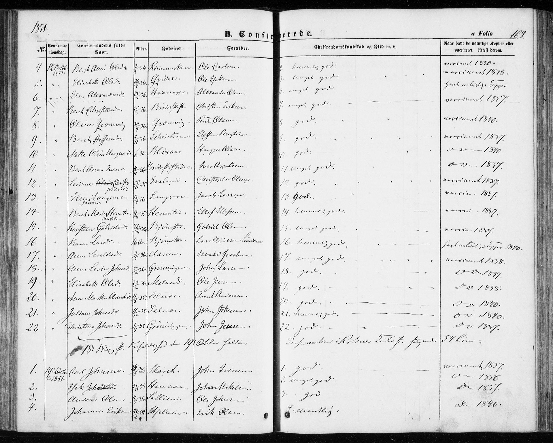 Ministerialprotokoller, klokkerbøker og fødselsregistre - Sør-Trøndelag, AV/SAT-A-1456/646/L0611: Ministerialbok nr. 646A09, 1848-1857, s. 169