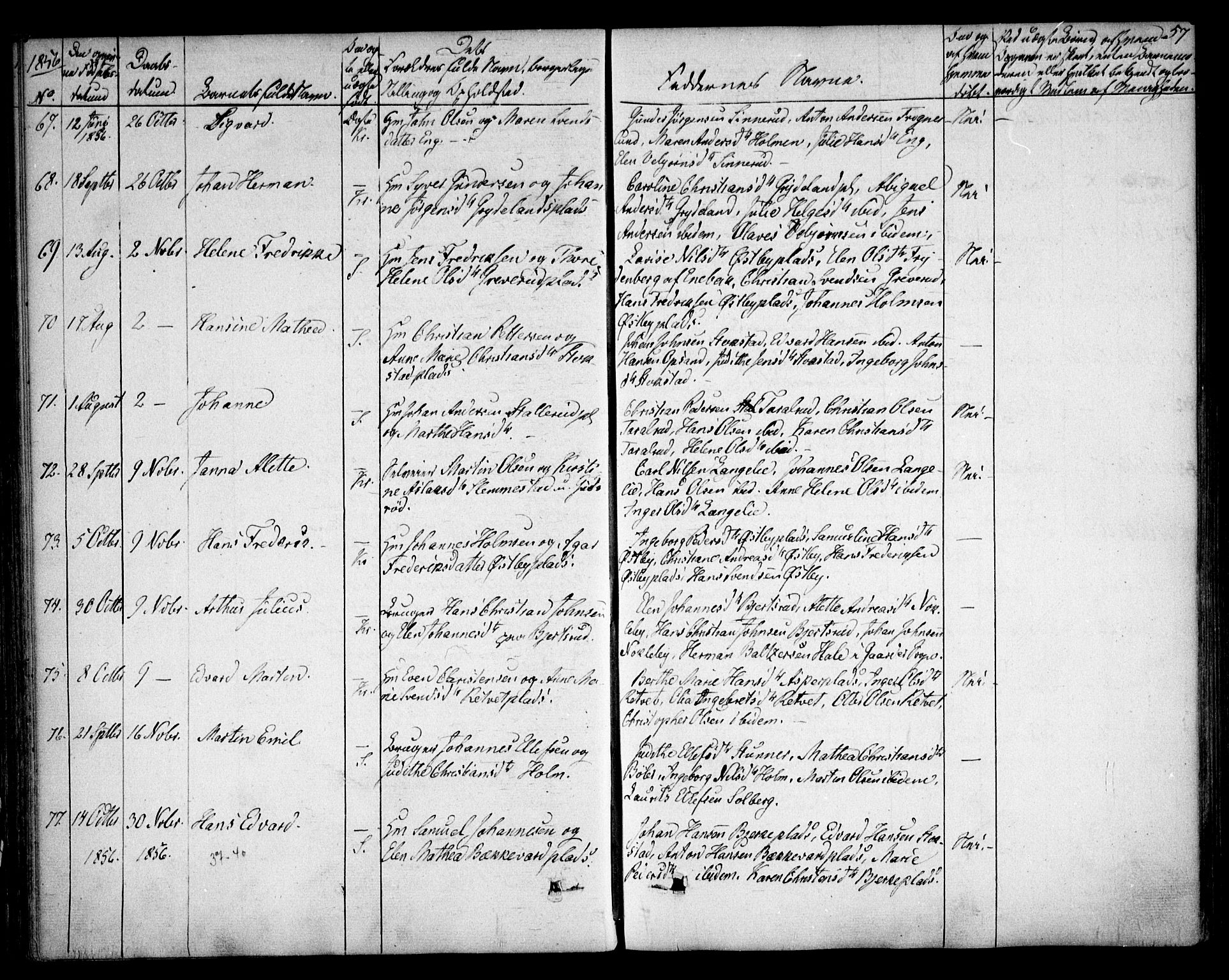 Kråkstad prestekontor Kirkebøker, AV/SAO-A-10125a/F/Fa/L0006: Ministerialbok nr. I 6, 1848-1857, s. 57