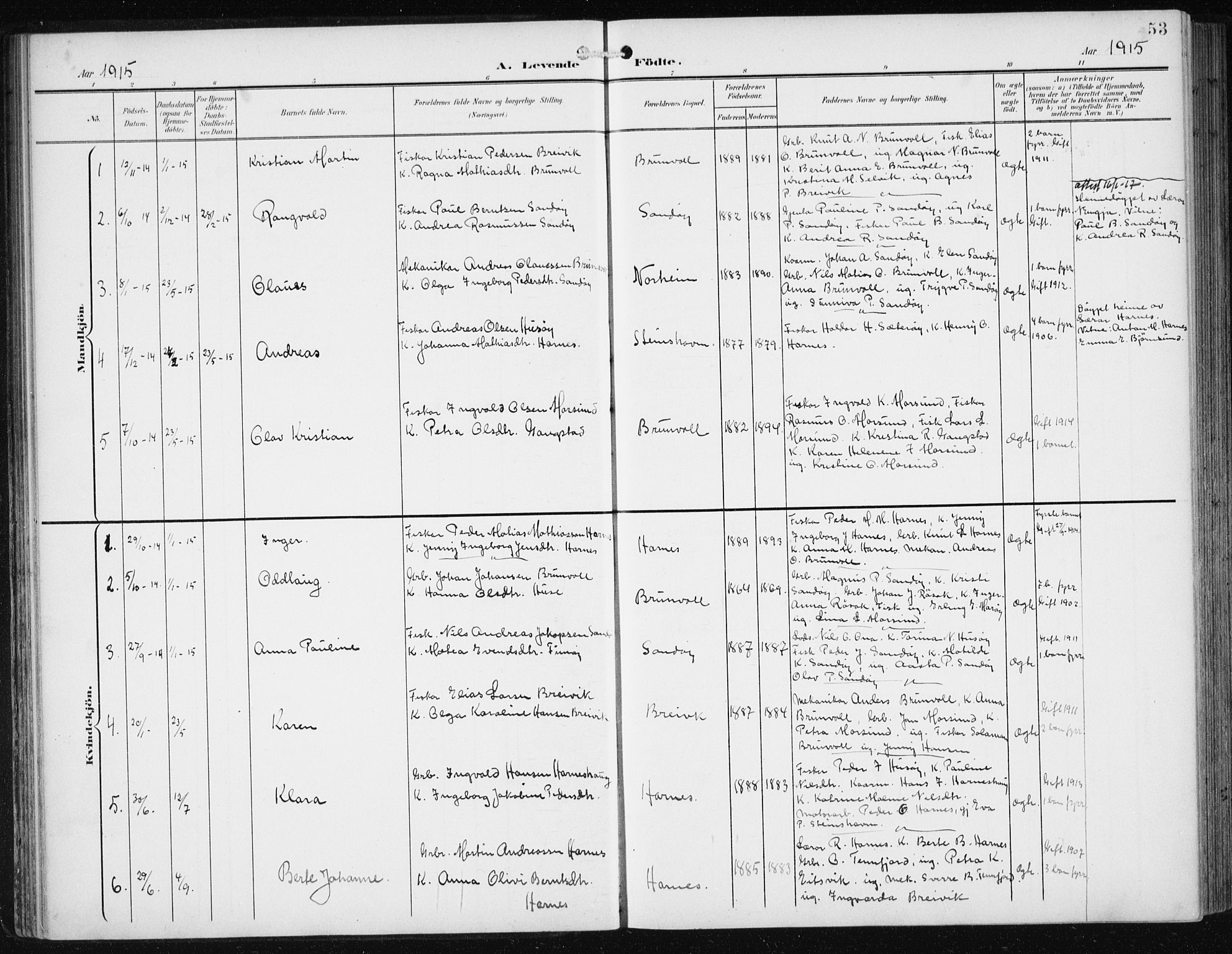 Ministerialprotokoller, klokkerbøker og fødselsregistre - Møre og Romsdal, SAT/A-1454/561/L0733: Klokkerbok nr. 561C03, 1900-1940, s. 53