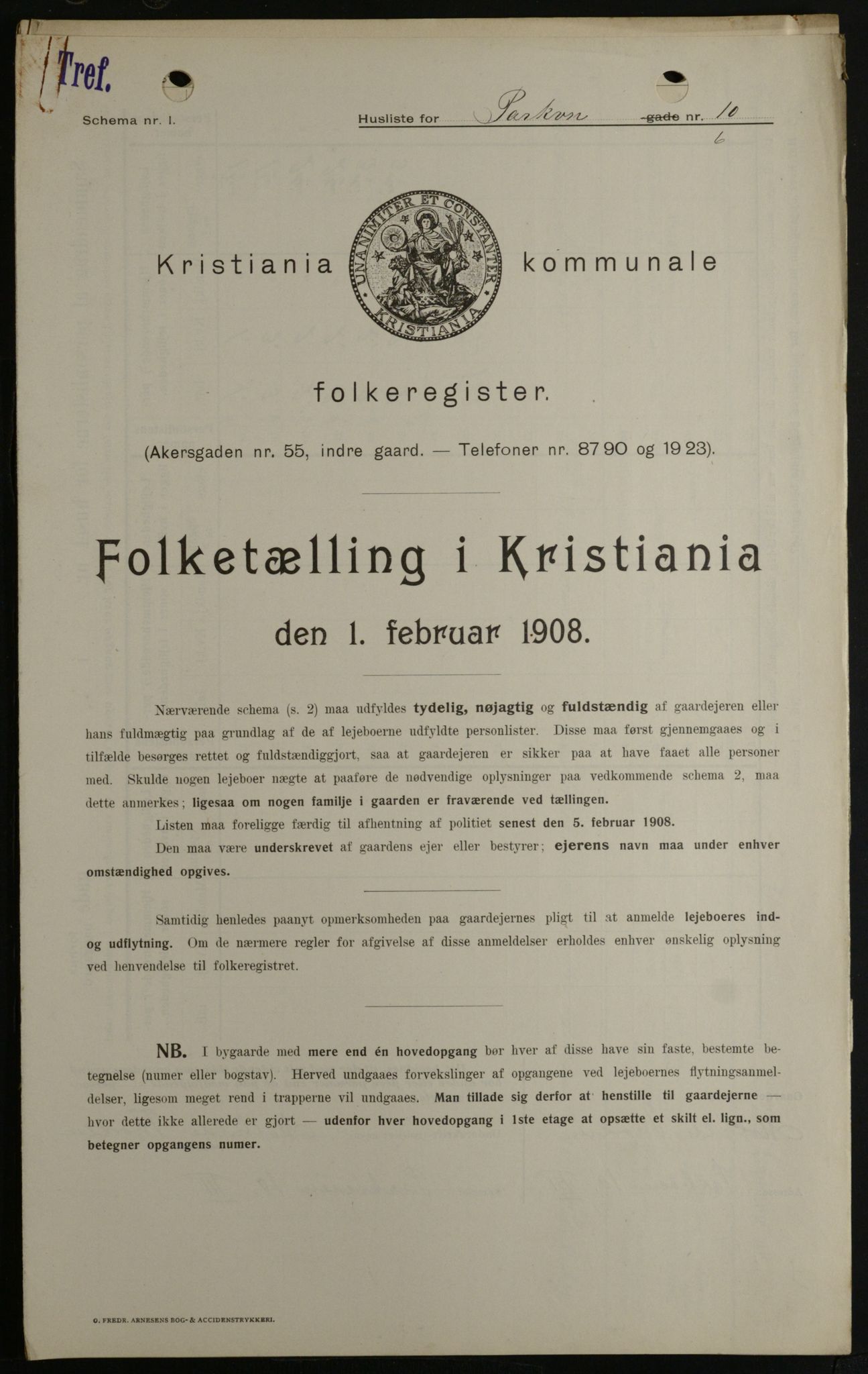 OBA, Kommunal folketelling 1.2.1908 for Kristiania kjøpstad, 1908, s. 69895