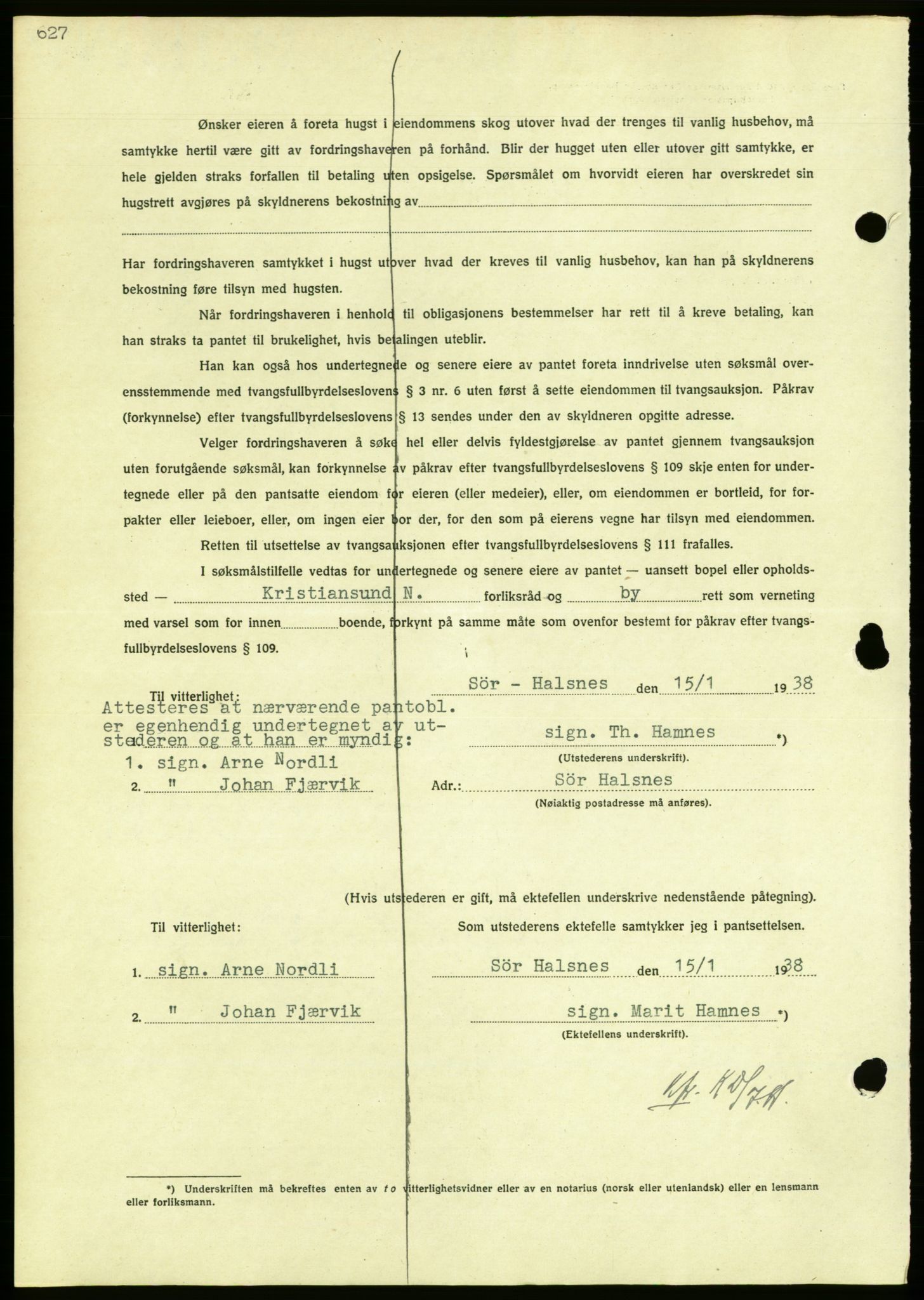 Nordmøre sorenskriveri, AV/SAT-A-4132/1/2/2Ca/L0092: Pantebok nr. B82, 1937-1938, Dagboknr: 212/1938