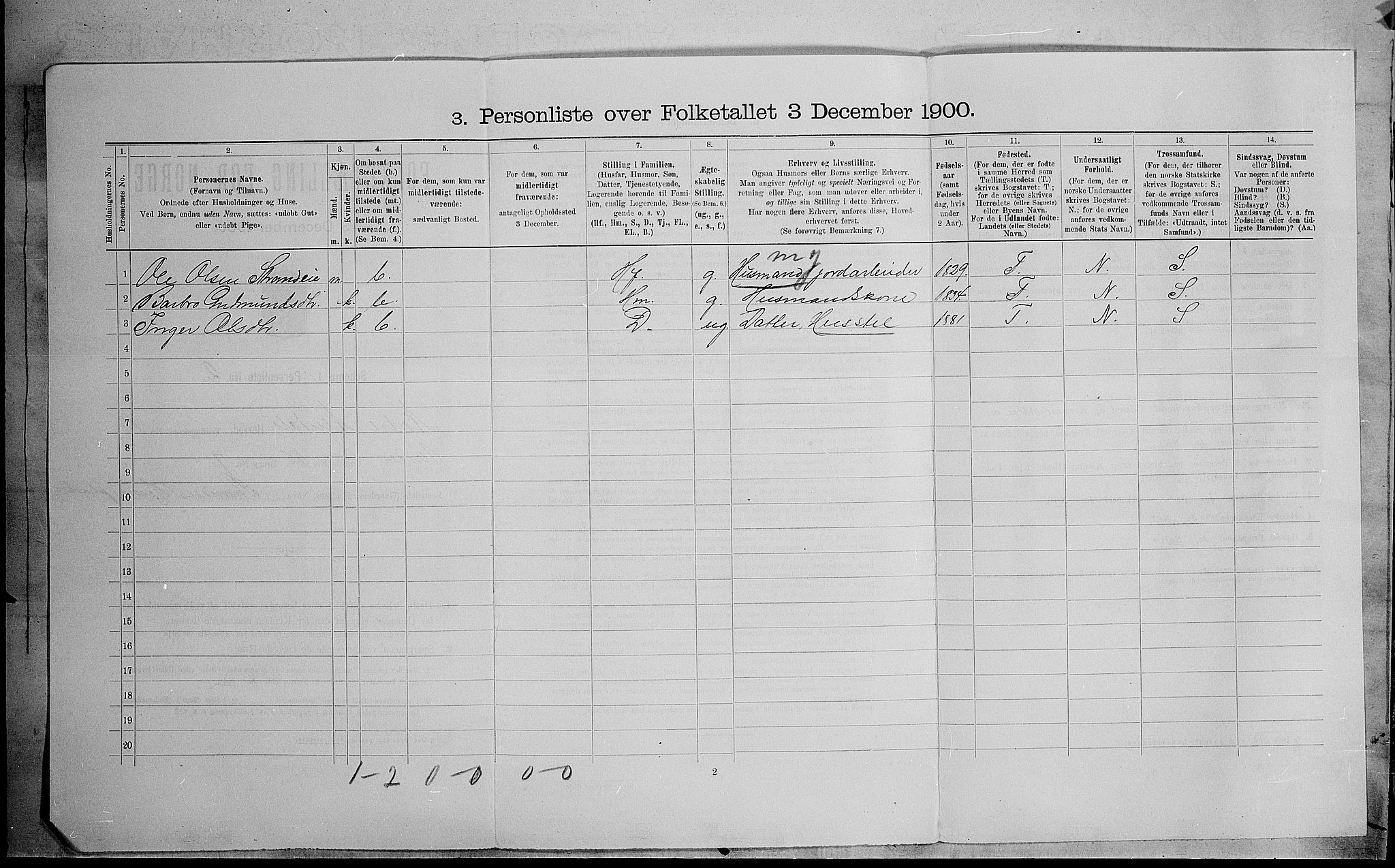 SAH, Folketelling 1900 for 0542 Nord-Aurdal herred, 1900, s. 1164