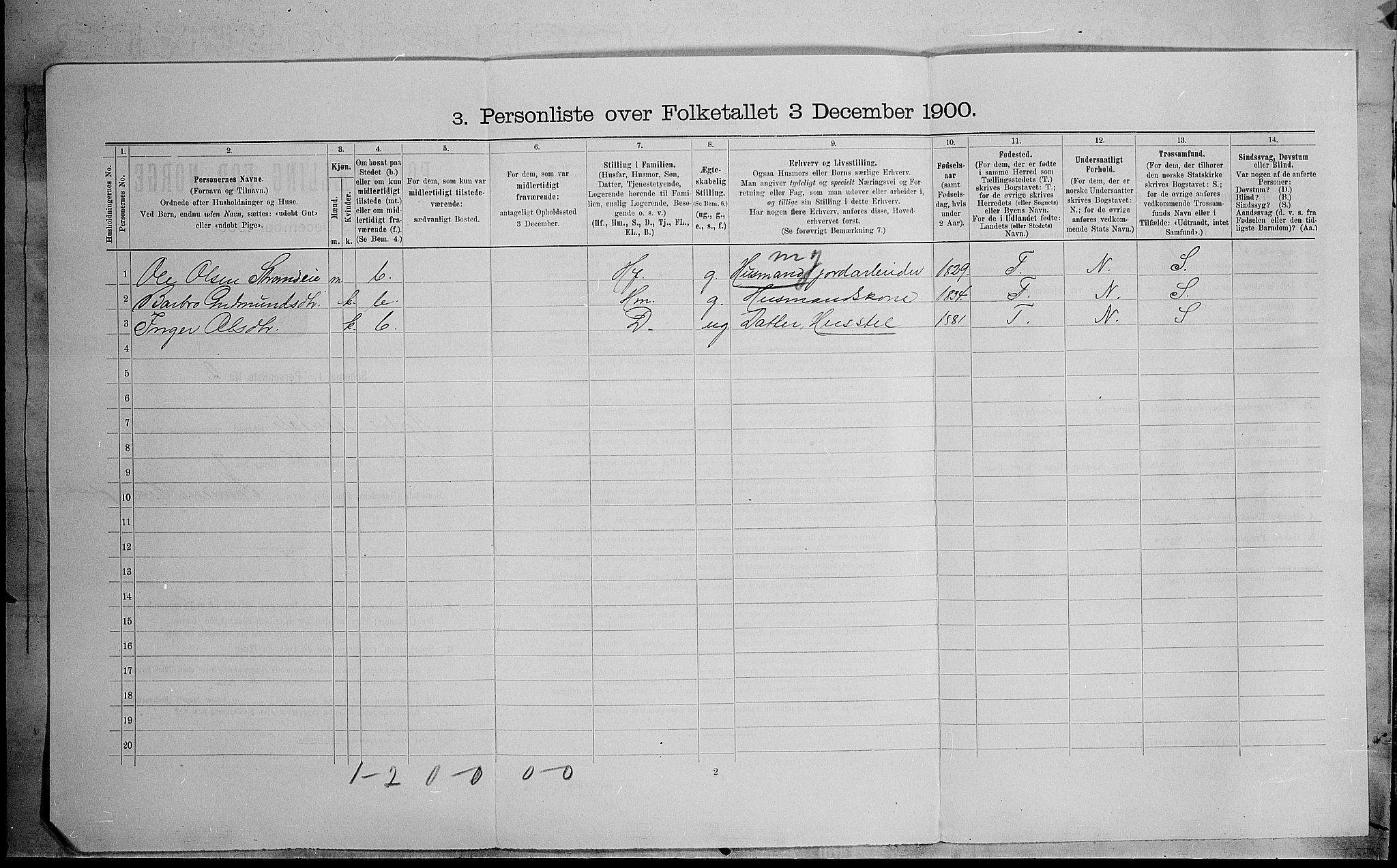 SAH, Folketelling 1900 for 0542 Nord-Aurdal herred, 1900, s. 1164