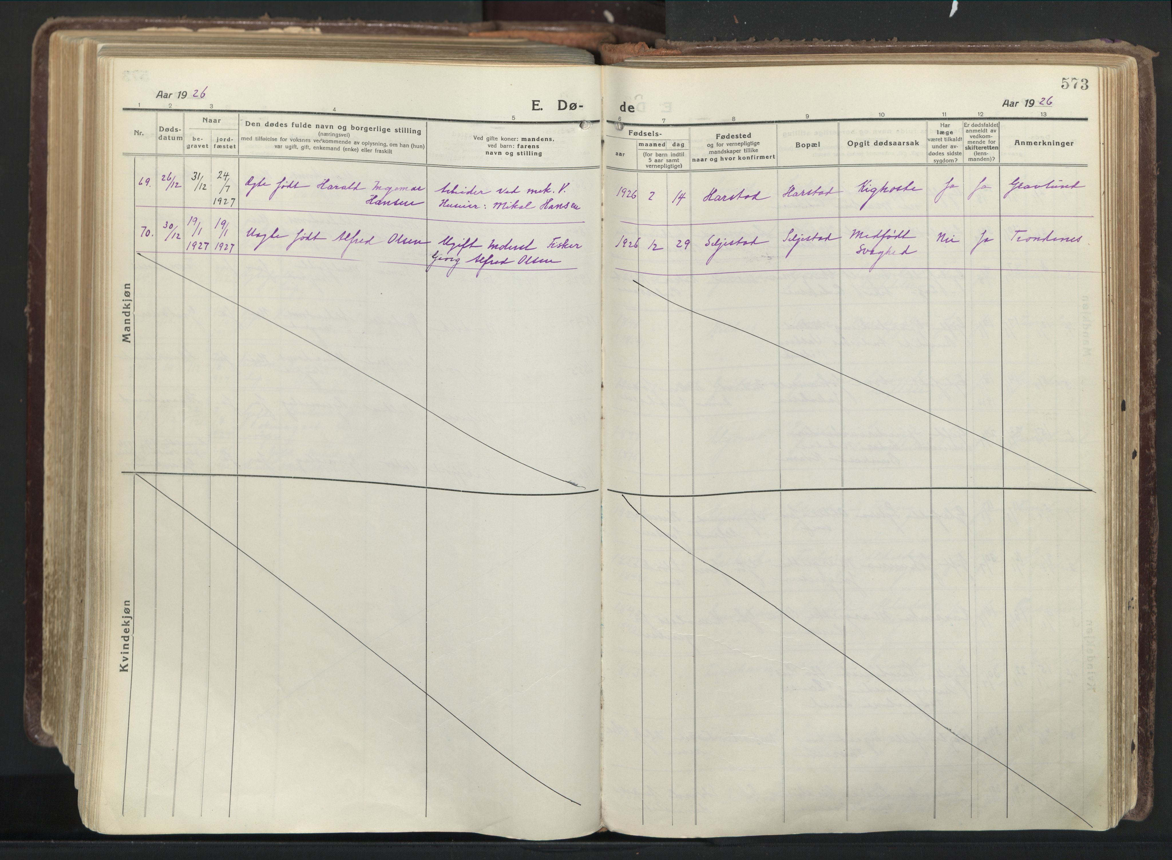 Trondenes sokneprestkontor, AV/SATØ-S-1319/H/Ha/L0019kirke: Ministerialbok nr. 19, 1919-1928, s. 573