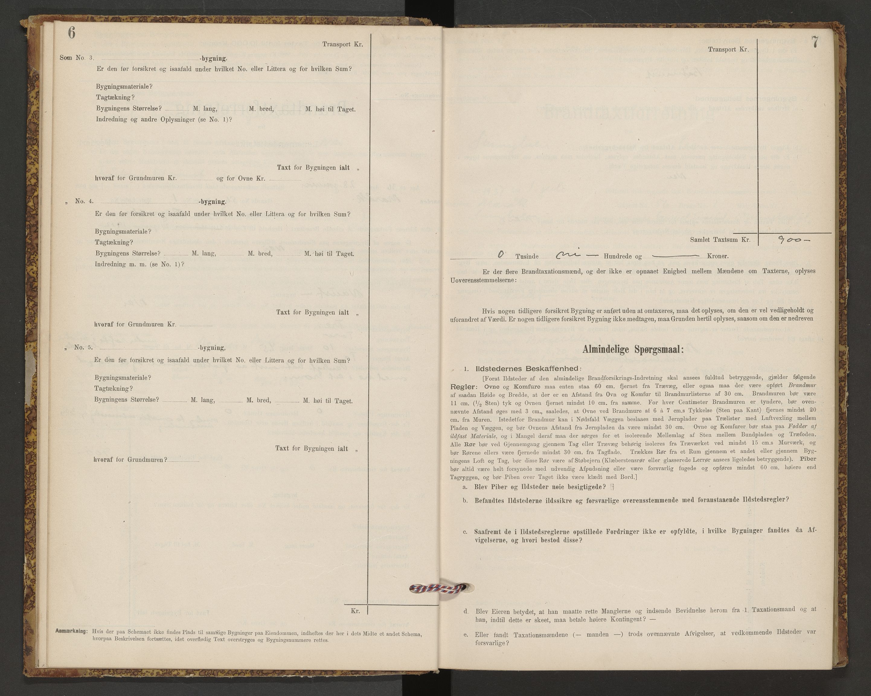 Norges Brannkasse Sunnylven, AV/SAT-A-5491/Fb/L0001: Branntakstprotokoll, 1935-1955, s. 6-7