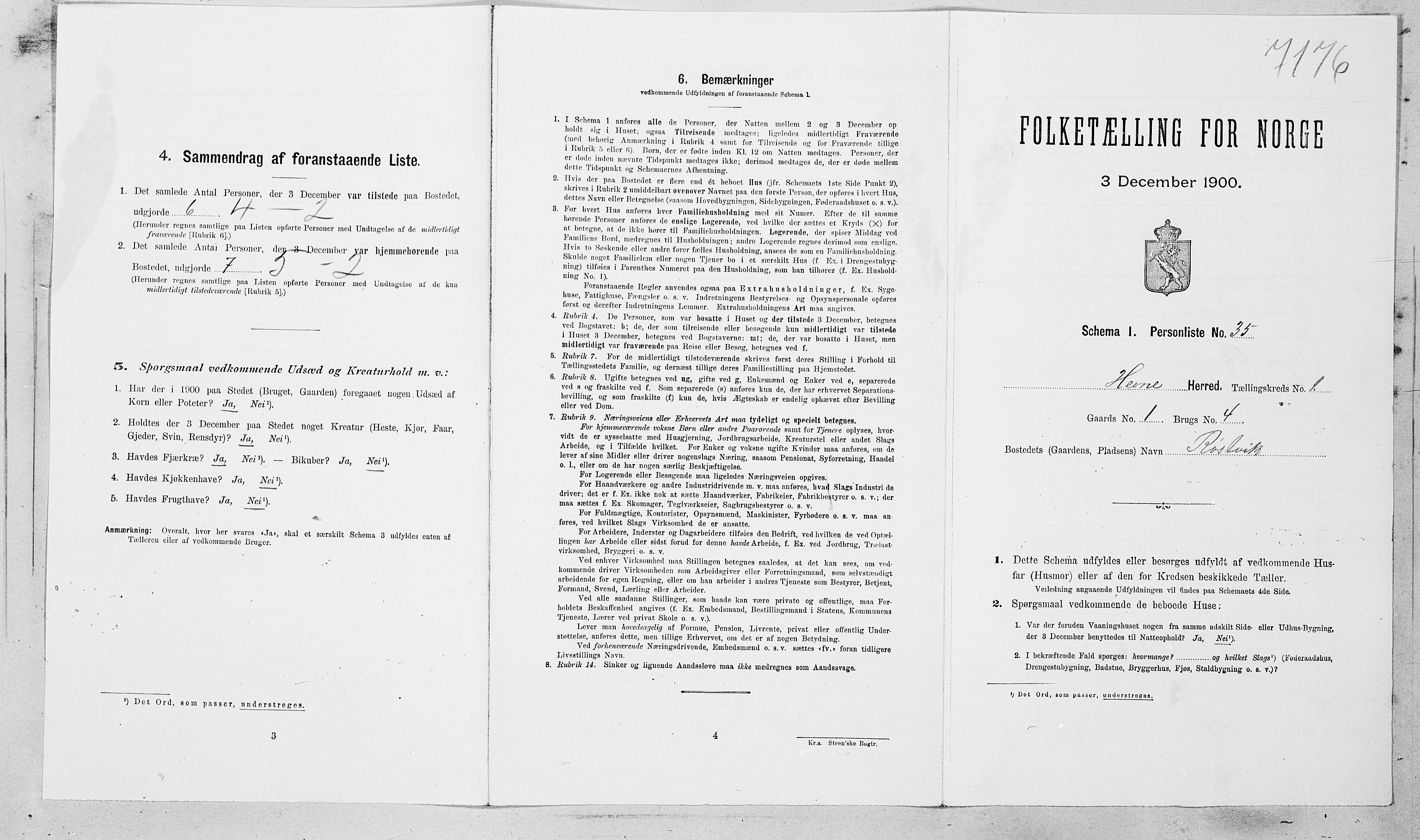 SAT, Folketelling 1900 for 1612 Hemne herred, 1900, s. 181