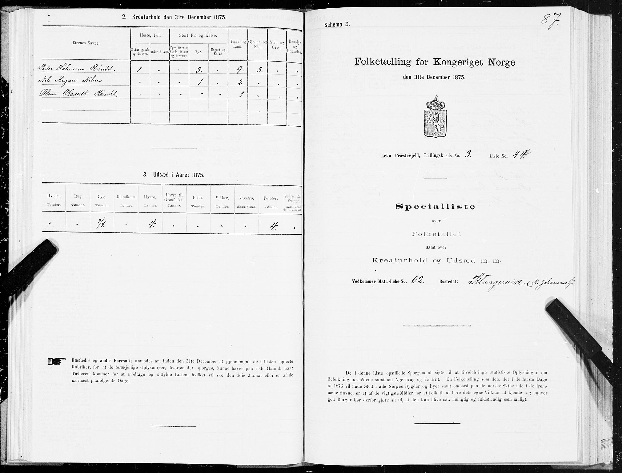 SAT, Folketelling 1875 for 1755P Leka prestegjeld, 1875, s. 2087