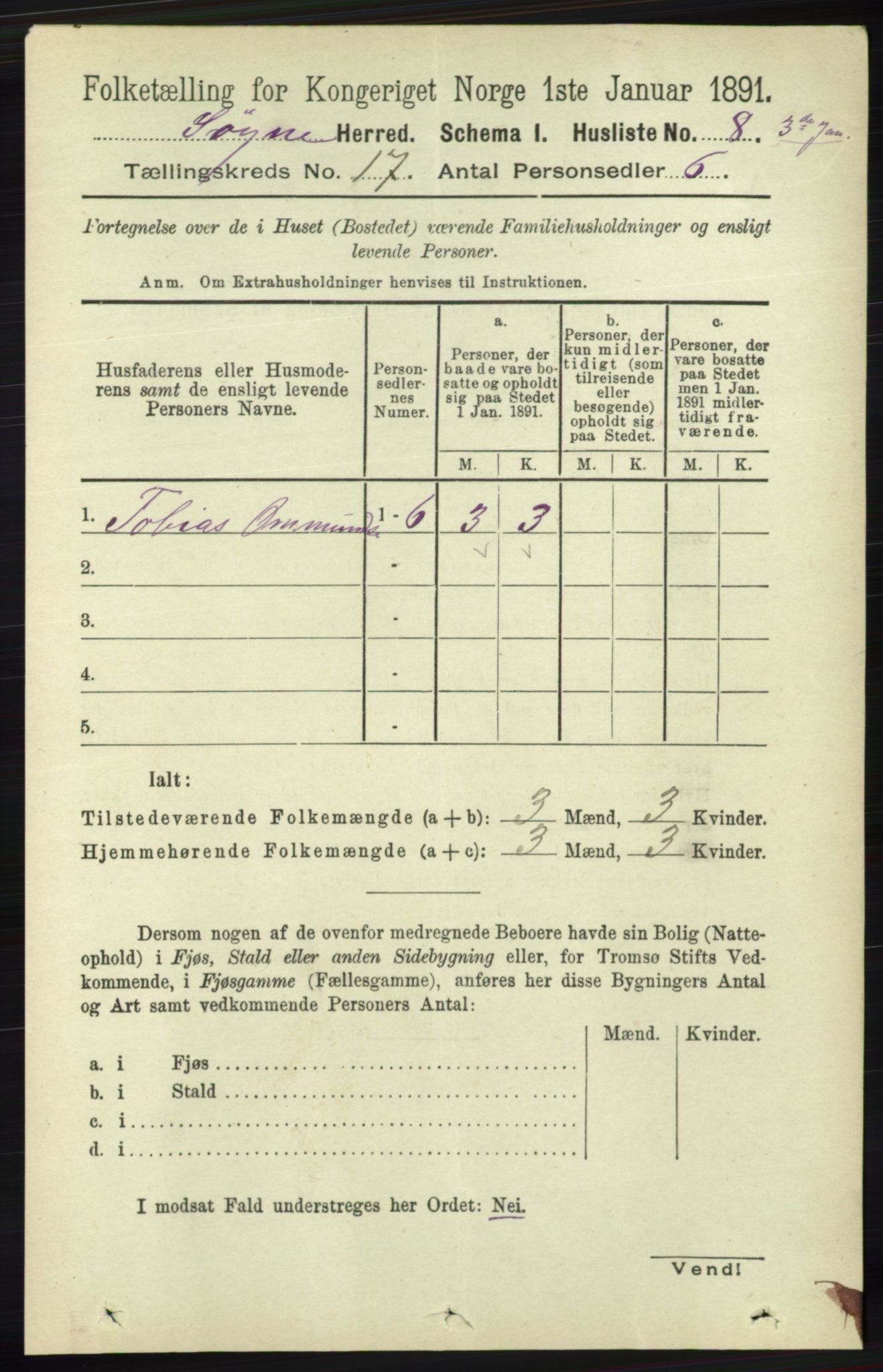 RA, Folketelling 1891 for 1018 Søgne herred, 1891, s. 4474