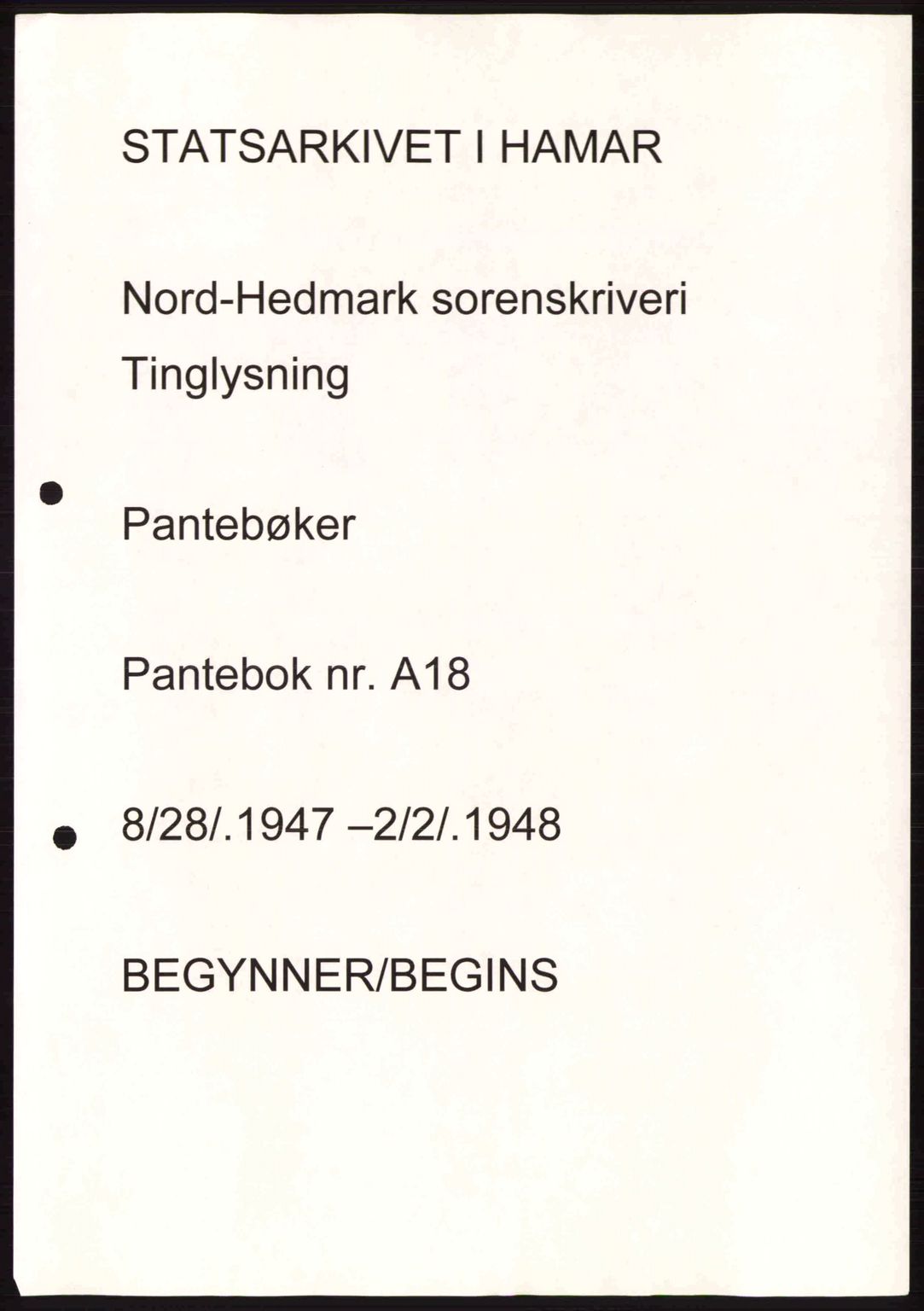 Nord-Hedmark sorenskriveri, AV/SAH-TING-012/H/Hb/Hbe/L0018: Pantebok nr. A18, 1947-1948
