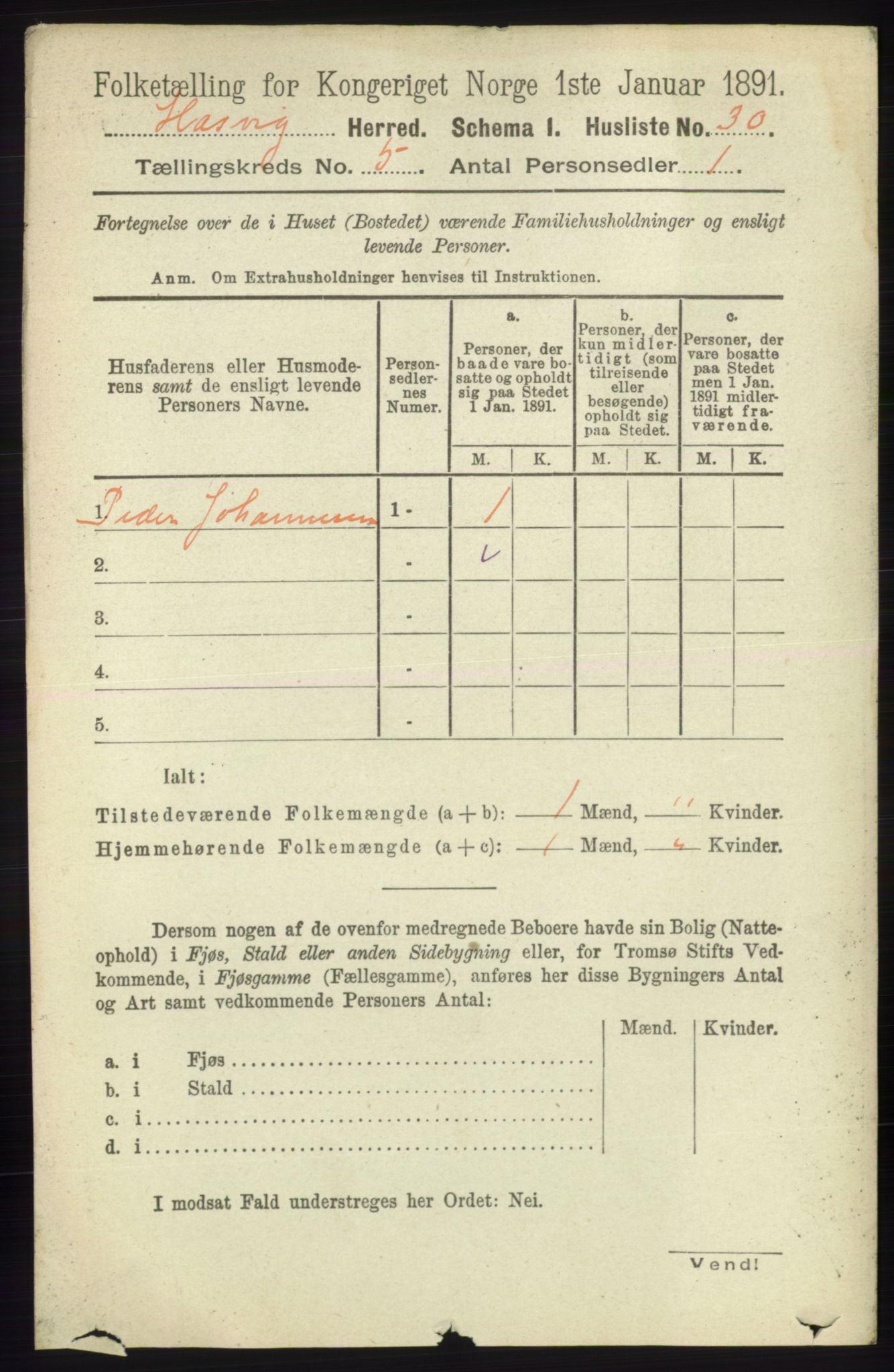 RA, Folketelling 1891 for 2015 Hasvik herred, 1891, s. 633