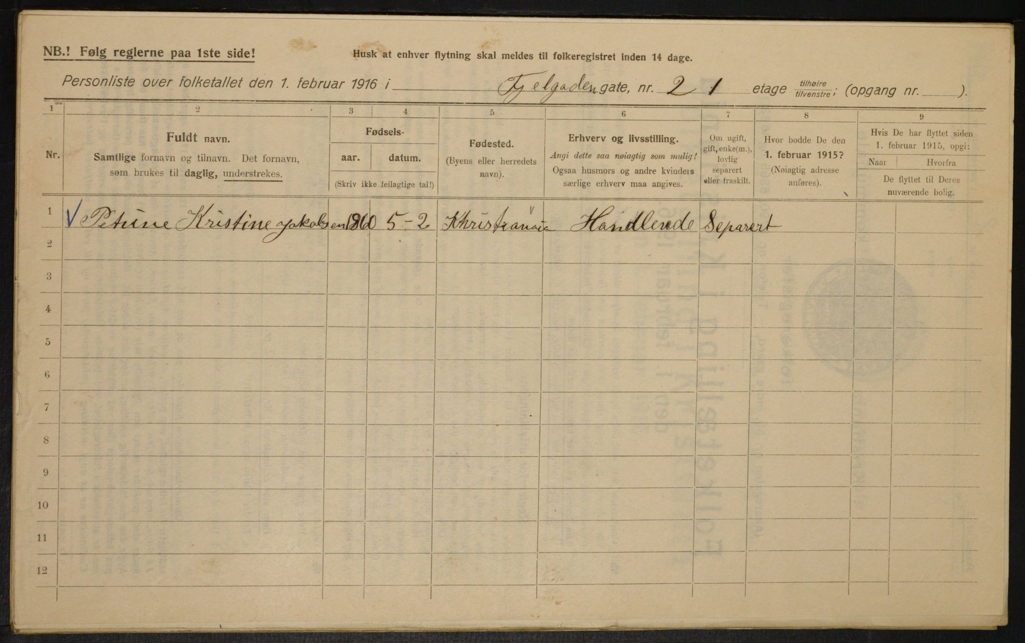 OBA, Kommunal folketelling 1.2.1916 for Kristiania, 1916, s. 24688