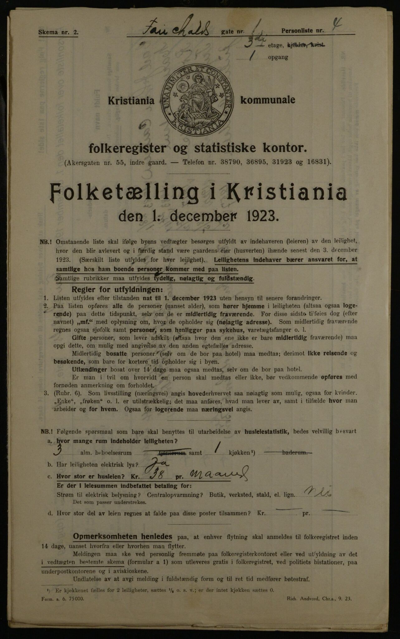 OBA, Kommunal folketelling 1.12.1923 for Kristiania, 1923, s. 26576