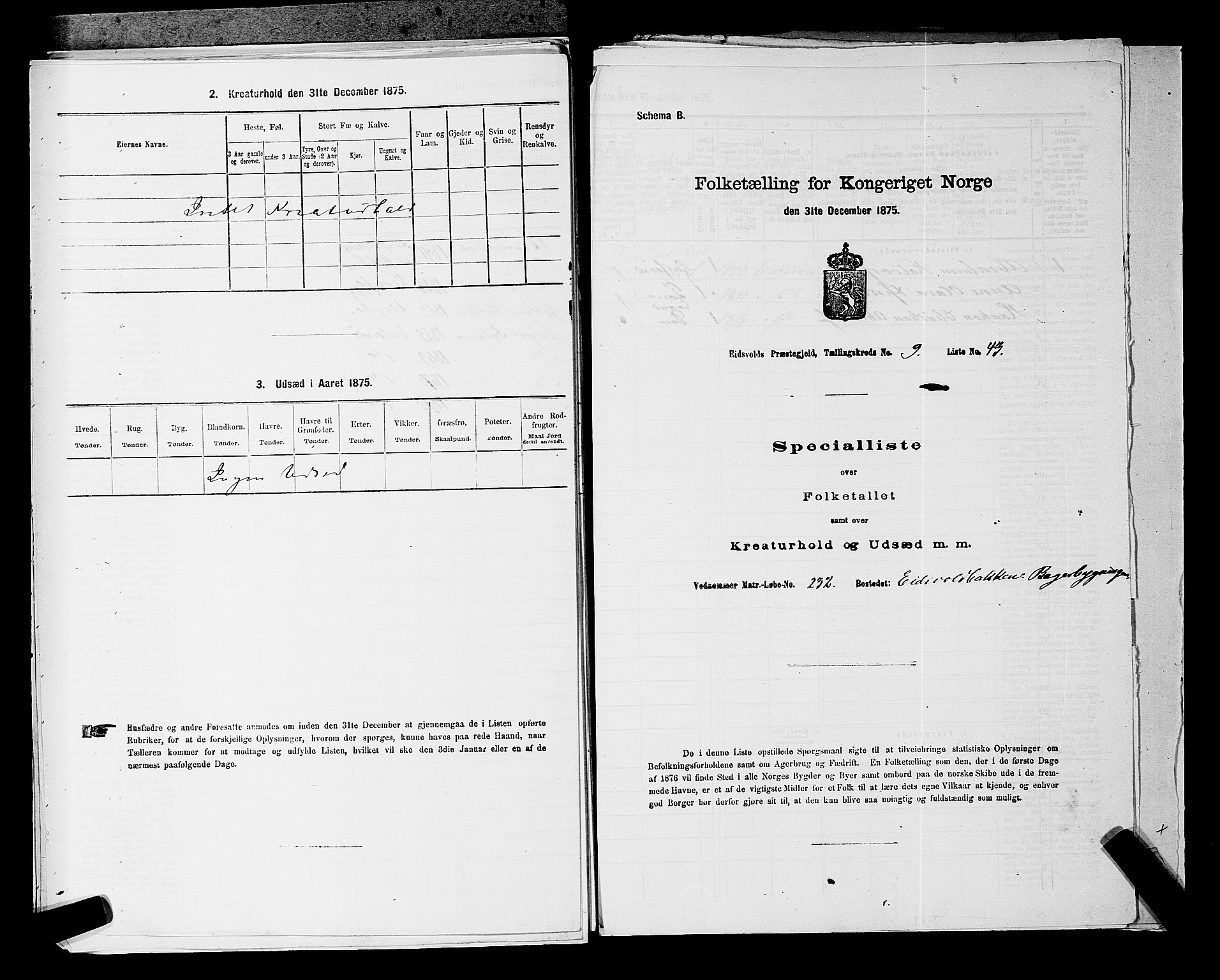 RA, Folketelling 1875 for 0237P Eidsvoll prestegjeld, 1875, s. 1451