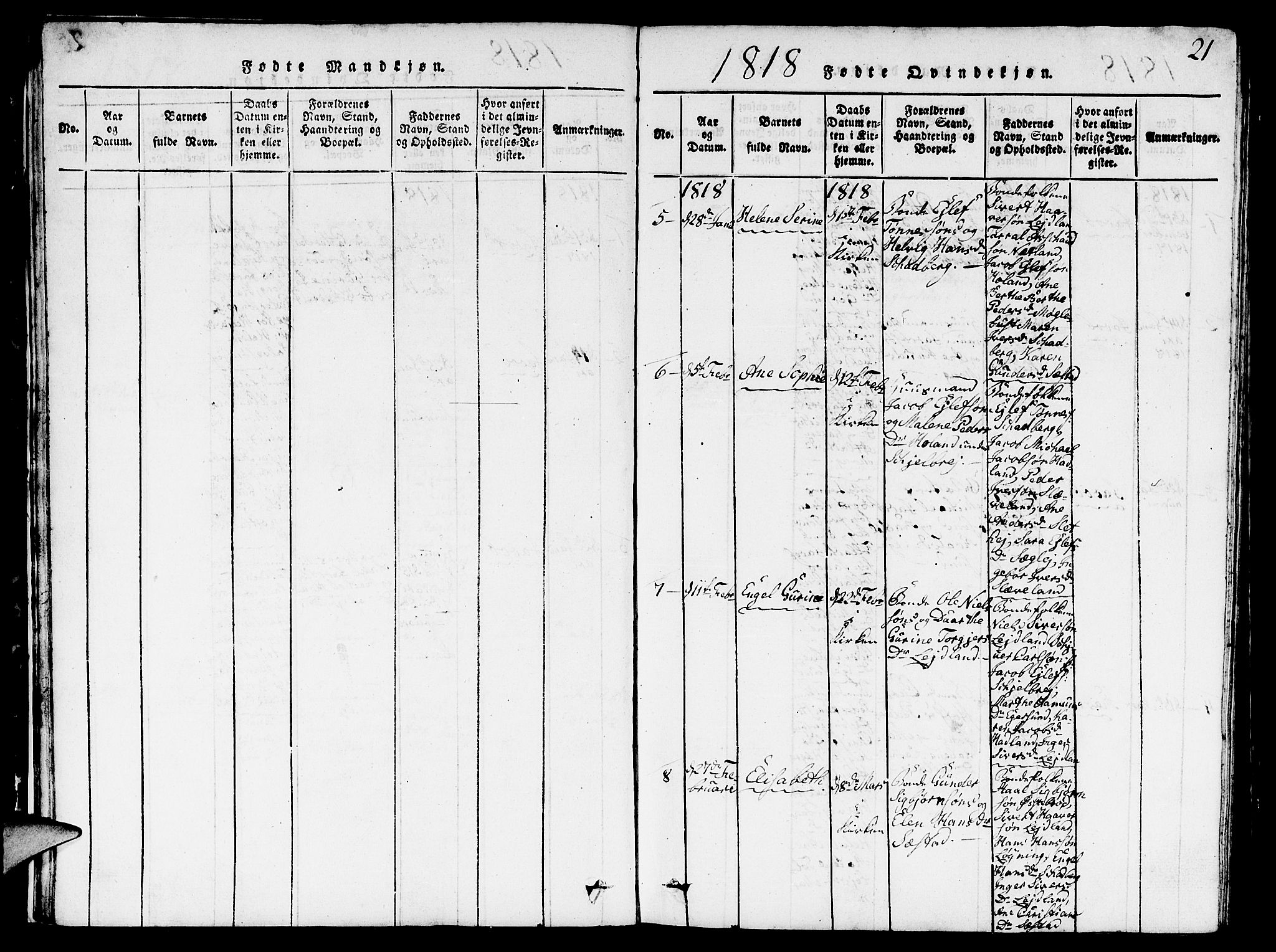 Eigersund sokneprestkontor, AV/SAST-A-101807/S09/L0001: Klokkerbok nr. B 1, 1815-1827, s. 21