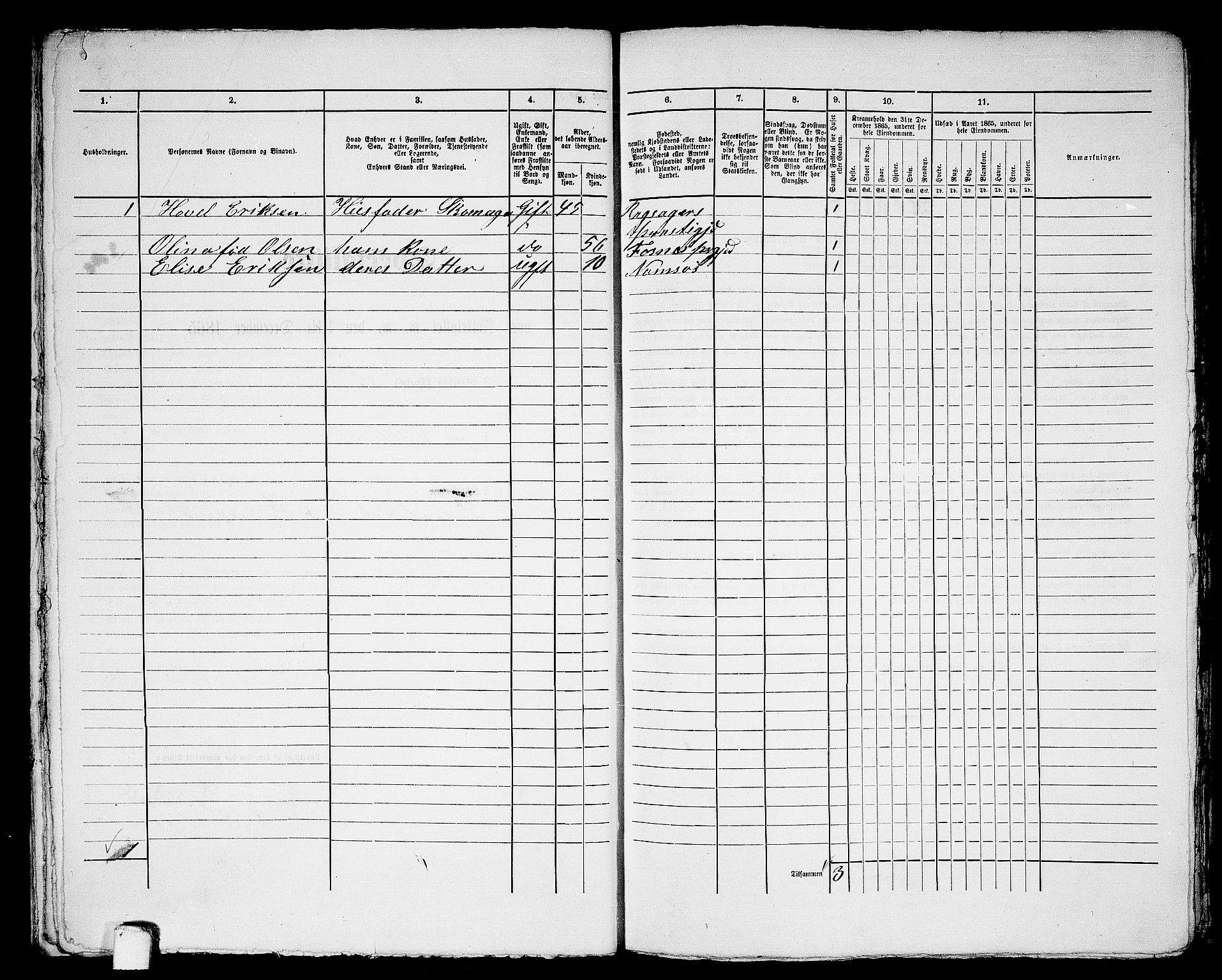 RA, Folketelling 1865 for 1703B Namsos prestegjeld, Namsos ladested, 1865, s. 41