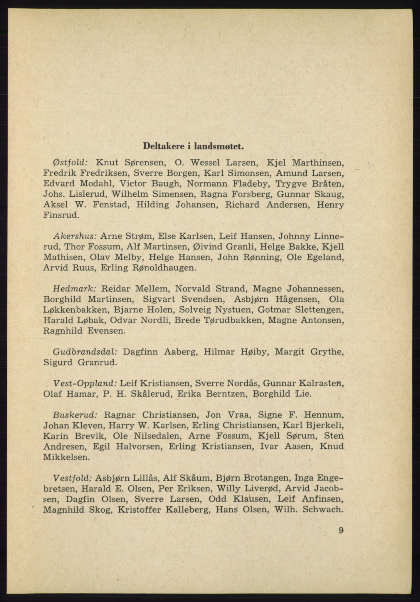 Det norske Arbeiderparti - publikasjoner, AAB/-/-/-: Protokoll over forhandlingene på det 38. ordinære landsmøte 9.-11. april 1961 i Oslo, 1961, s. 9