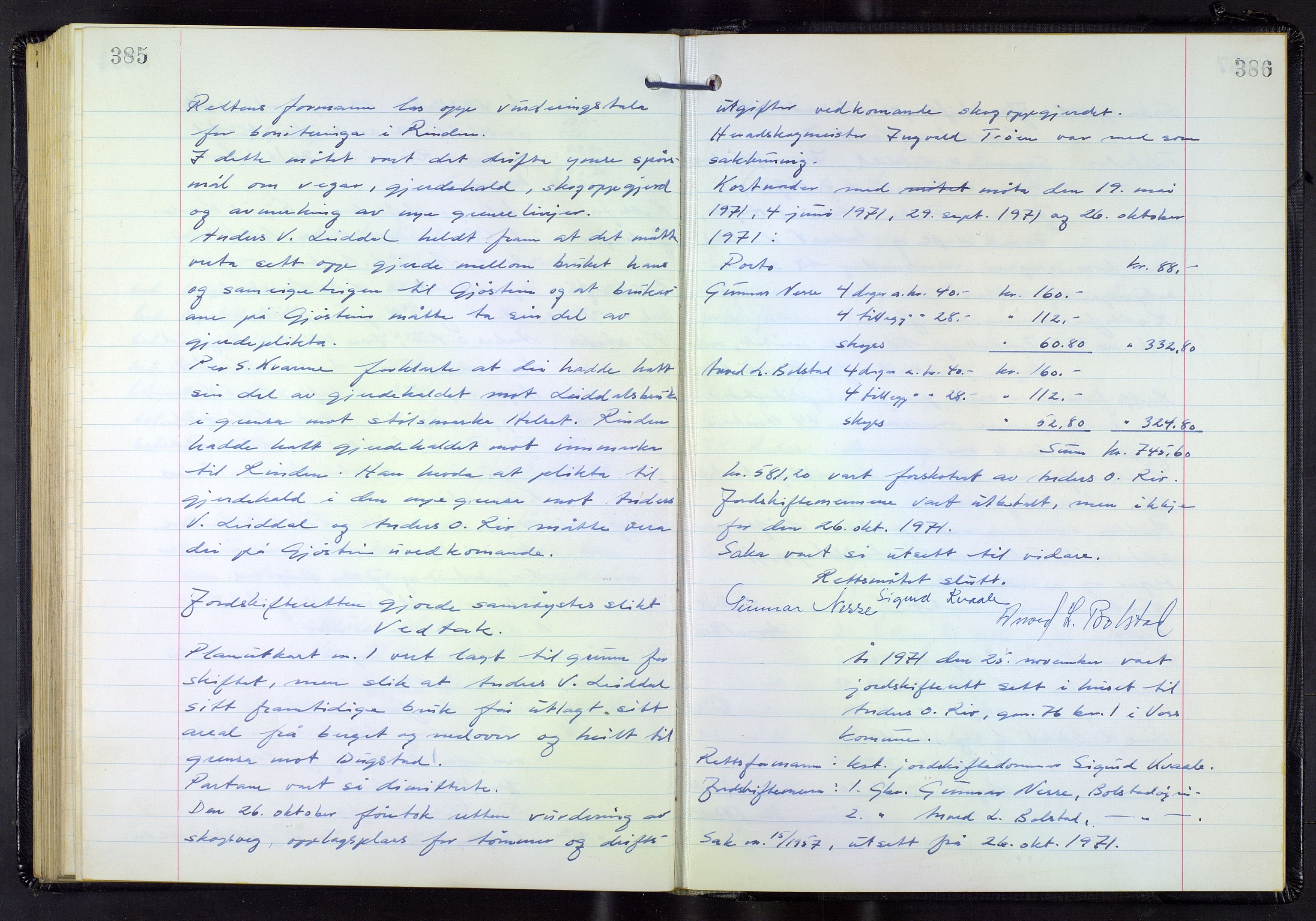 Hordaland jordskiftedøme - V Voss jordskiftedistrikt, AV/SAB-A-7201/A/Aa/L0043: Forhandlingsprotokoll, 1967-1971, s. 385-386