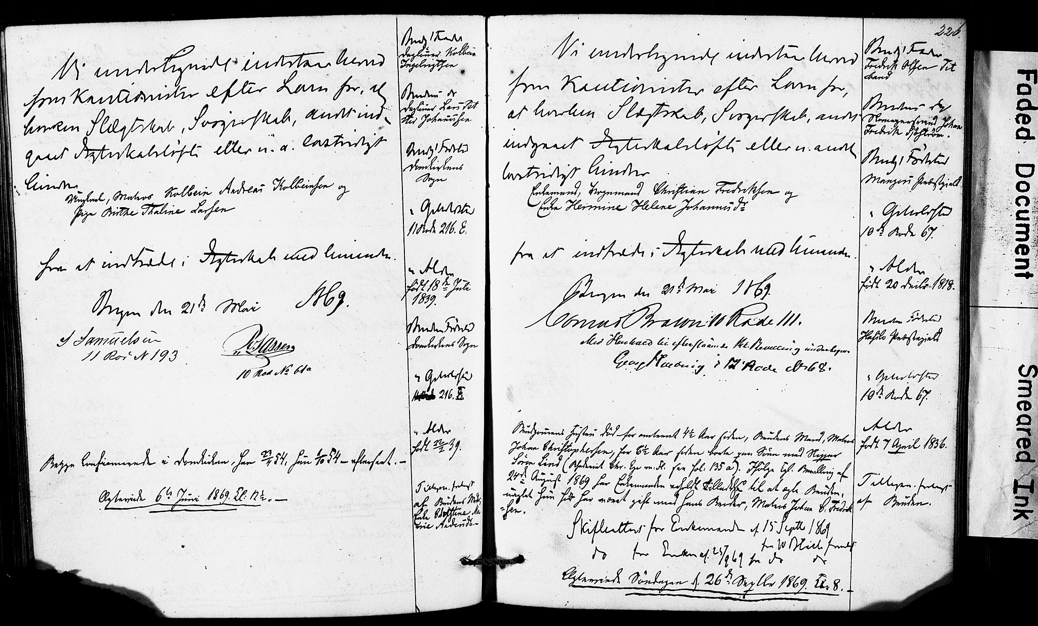 Domkirken sokneprestembete, SAB/A-74801: Forlovererklæringer nr. II.5.6, 1863-1870, s. 226