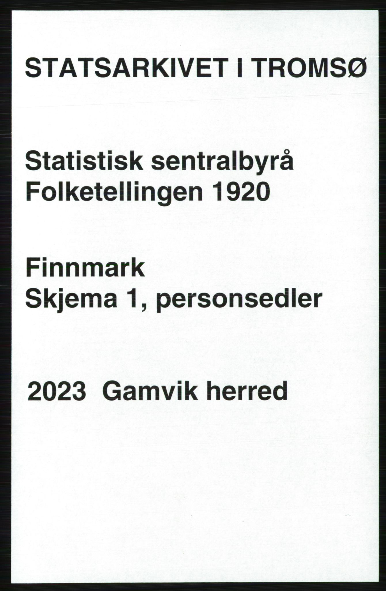 SATØ, Folketelling 1920 for 2023 Gamvik herred, 1920, s. 592