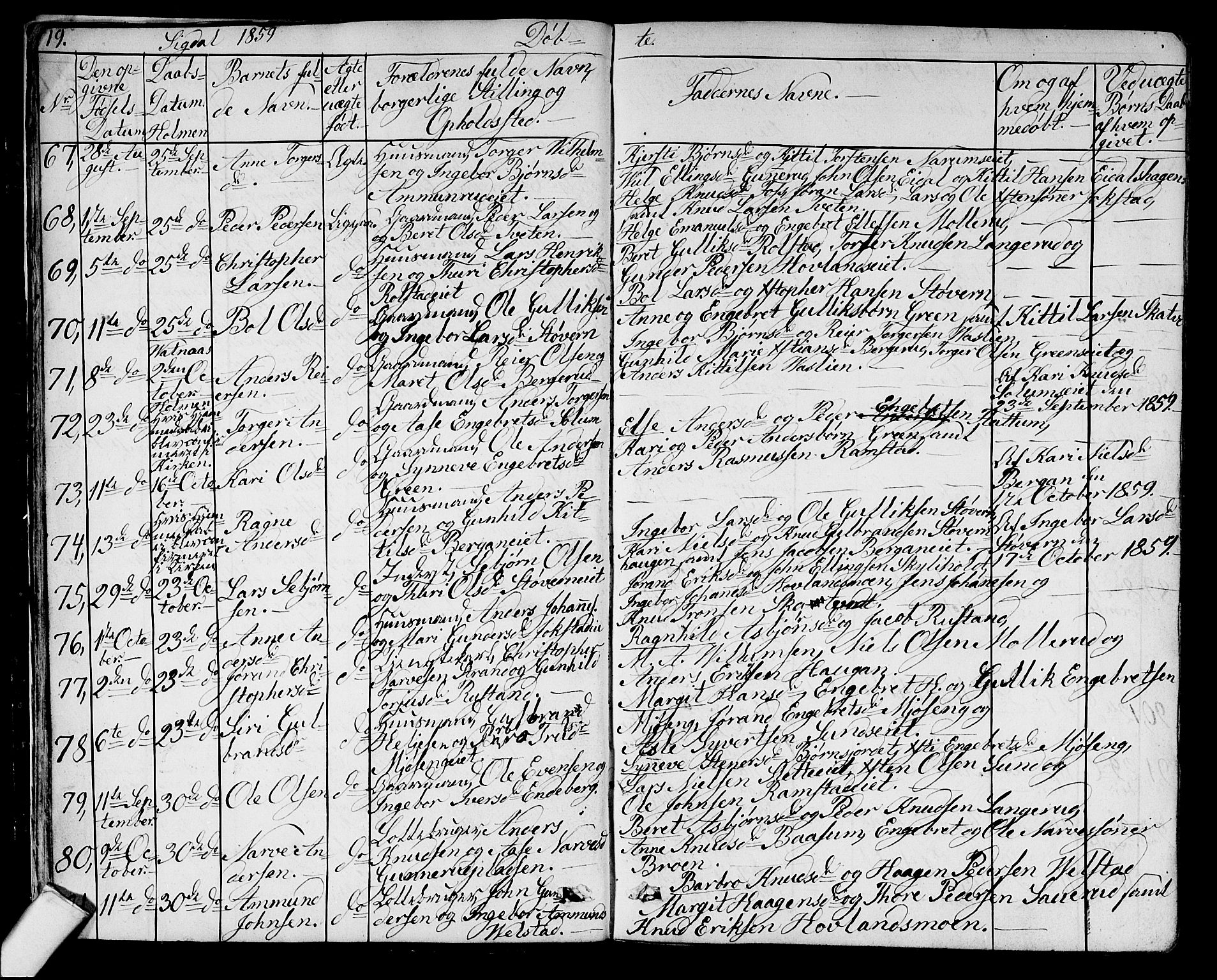 Sigdal kirkebøker, AV/SAKO-A-245/G/Ga/L0003: Klokkerbok nr. I 3, 1857-1878, s. 19