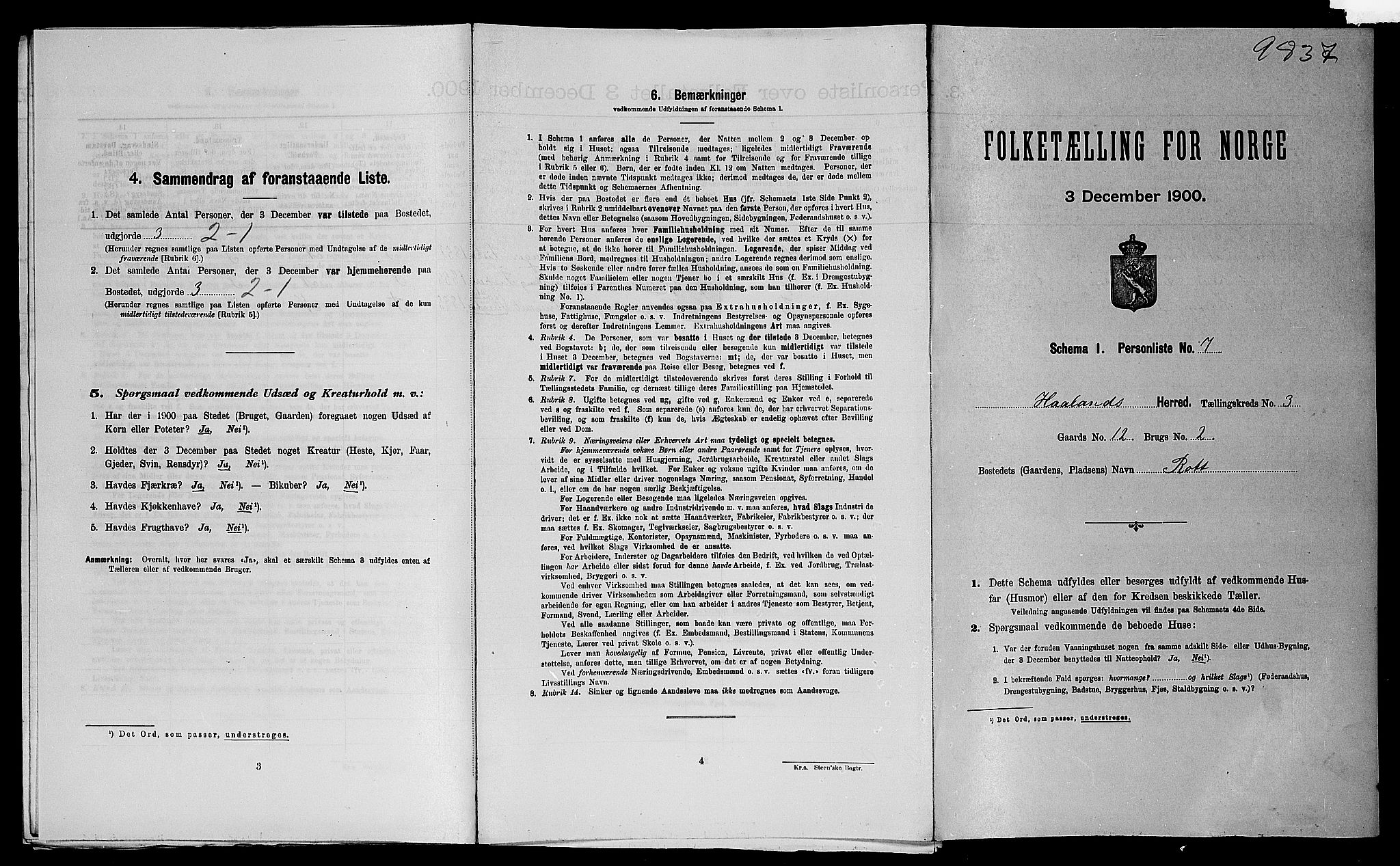 SAST, Folketelling 1900 for 1124 Haaland herred, 1900, s. 598