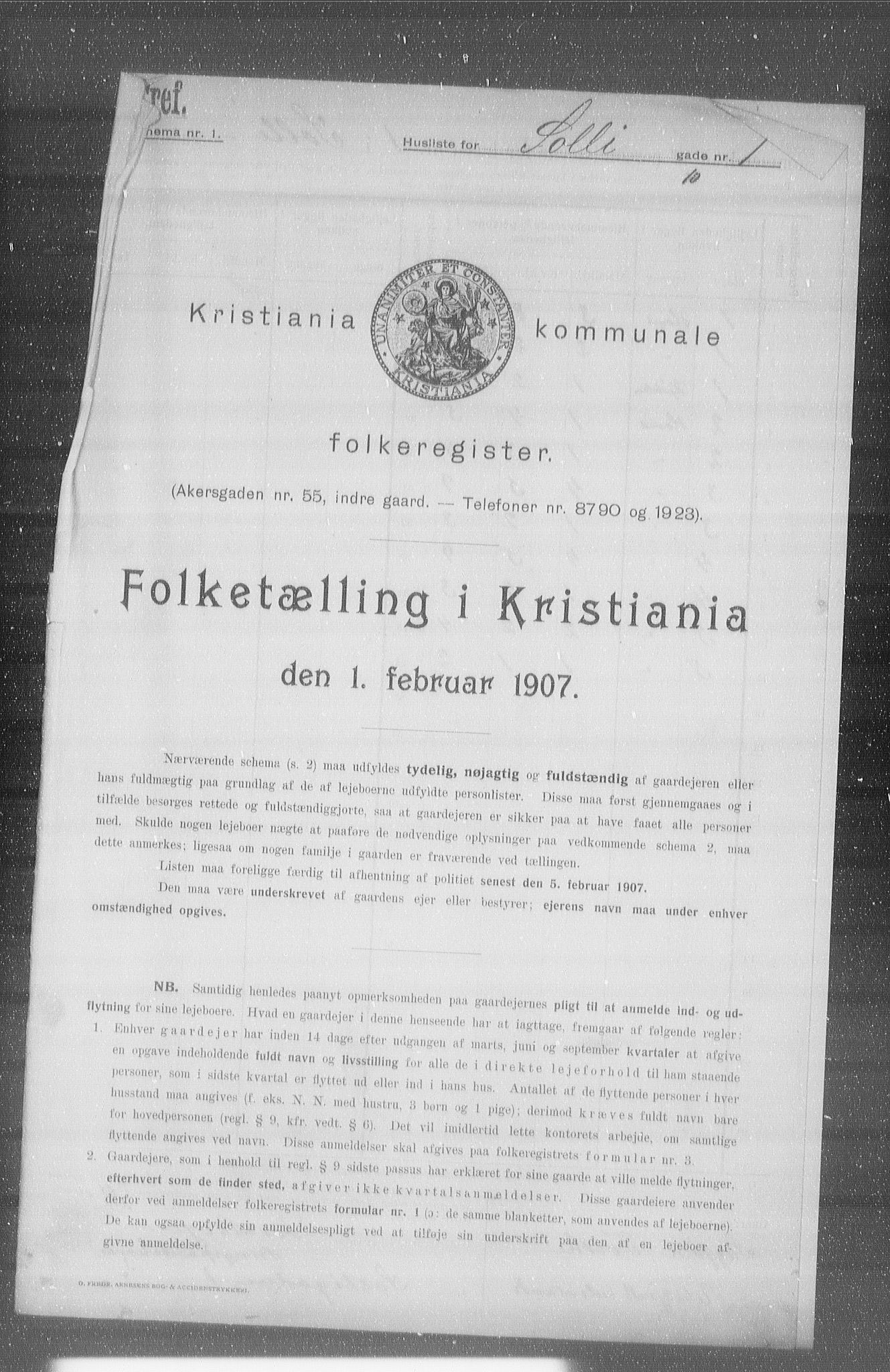 OBA, Kommunal folketelling 1.2.1907 for Kristiania kjøpstad, 1907, s. 50896