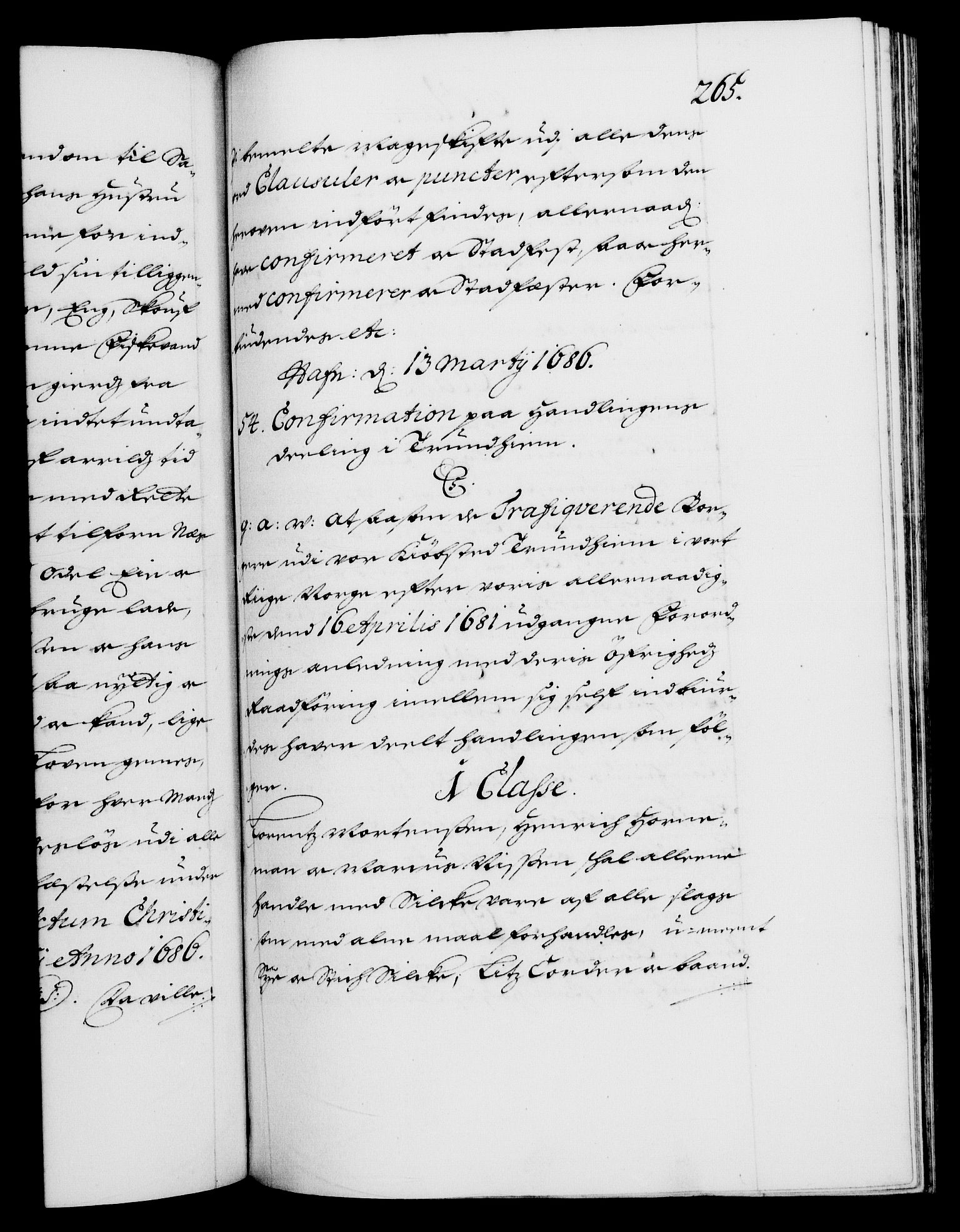 Danske Kanselli 1572-1799, RA/EA-3023/F/Fc/Fca/Fcaa/L0014: Norske registre (mikrofilm), 1685-1687, s. 265a