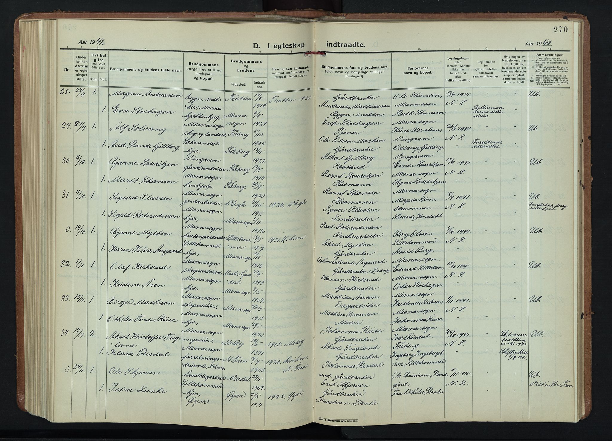 Fåberg prestekontor, AV/SAH-PREST-086/H/Ha/Hab/L0015: Klokkerbok nr. 15, 1924-1949, s. 270