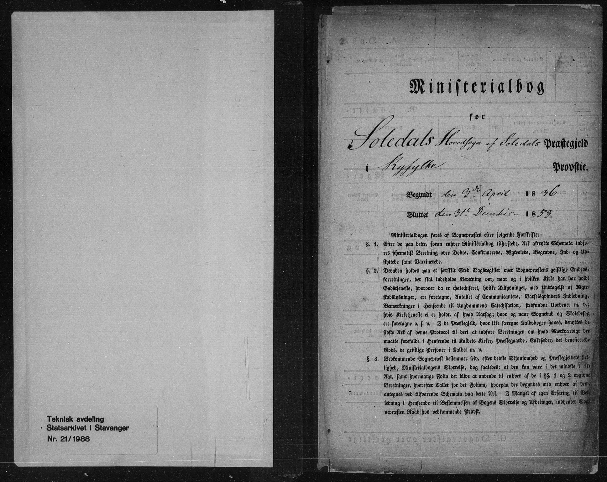 Suldal sokneprestkontor, SAST/A-101845/01/IV/L0008: Ministerialbok nr. A 8, 1836-1853