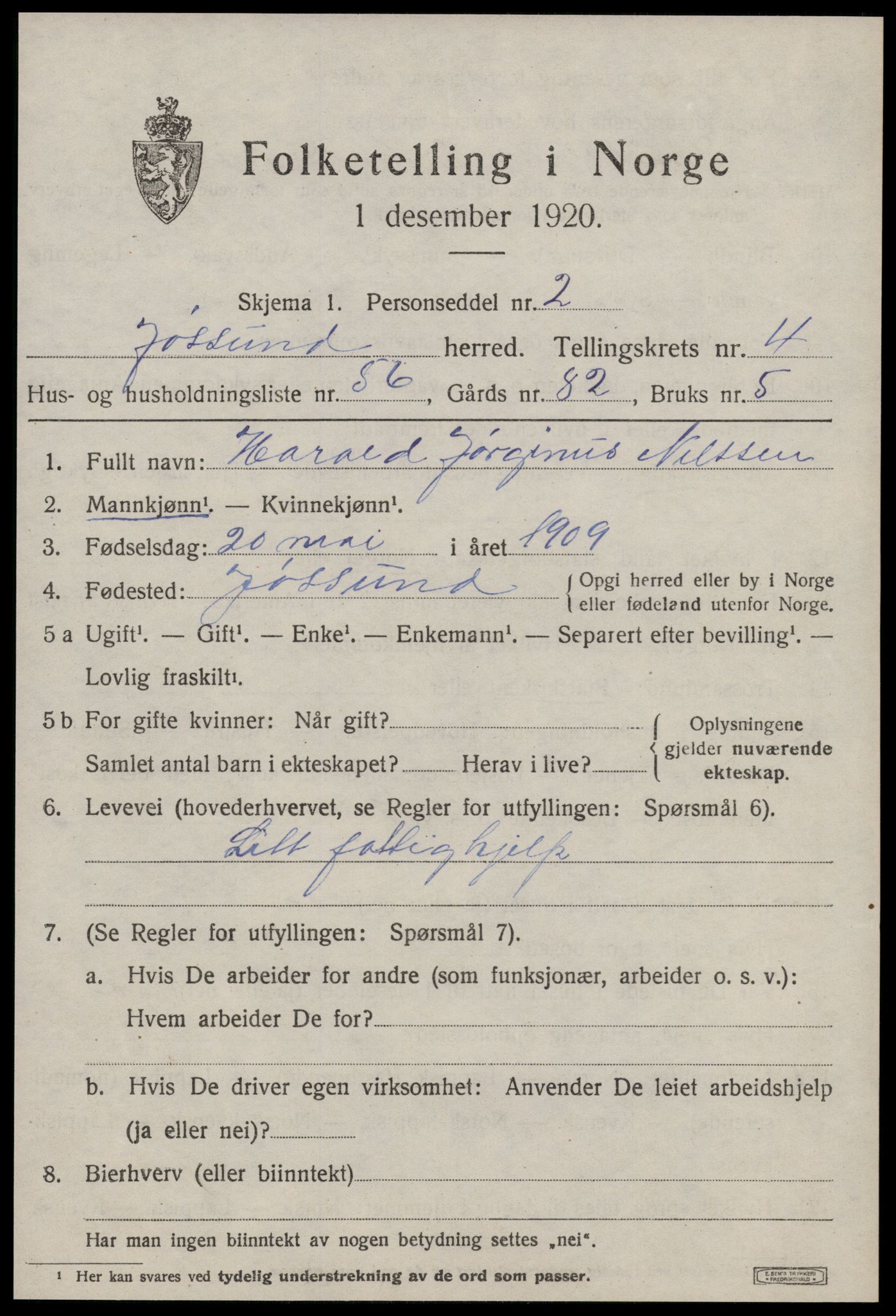 SAT, Folketelling 1920 for 1629 Jøssund herred, 1920, s. 3738