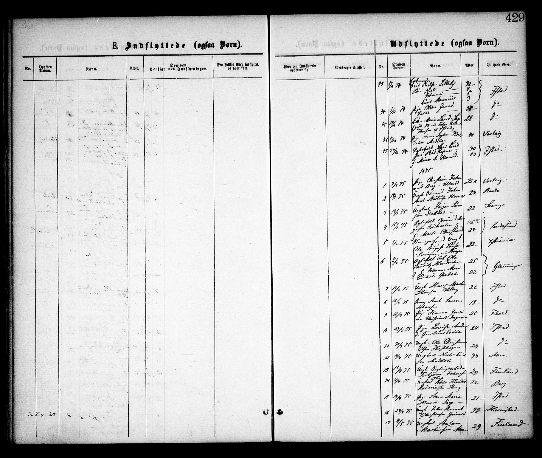 Skjeberg prestekontor Kirkebøker, SAO/A-10923/F/Fa/L0008: Ministerialbok nr. I 8, 1869-1885, s. 429